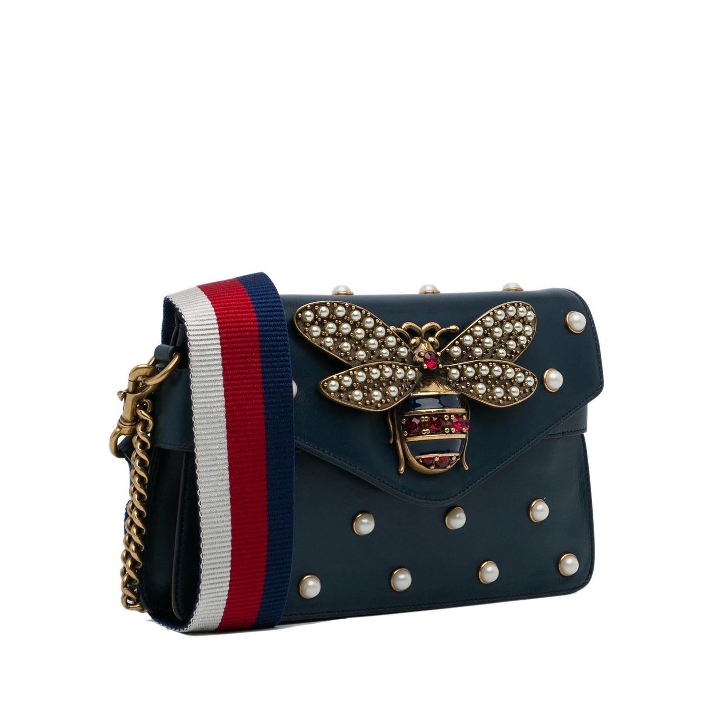 Gucci Queen Margaret Broadway SHG-XxMDq6 Leather Calf Blue Mini Satchel Bag