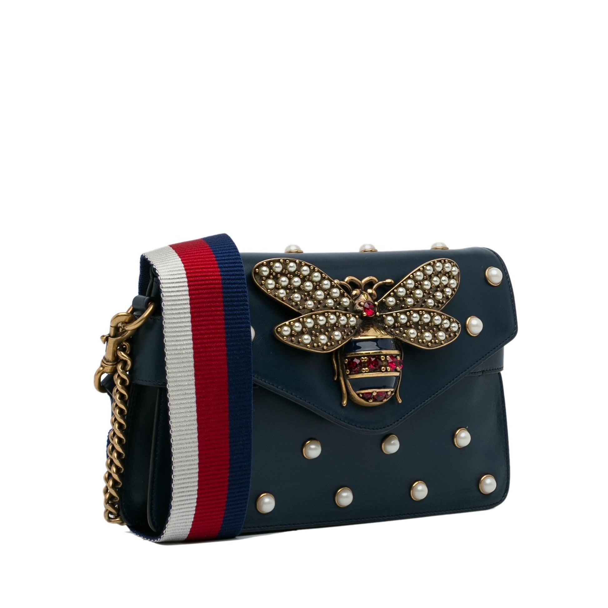 Gucci Queen Margaret Broadway SHG-XxMDq6 Leather Calf Blue Mini Satchel Bag