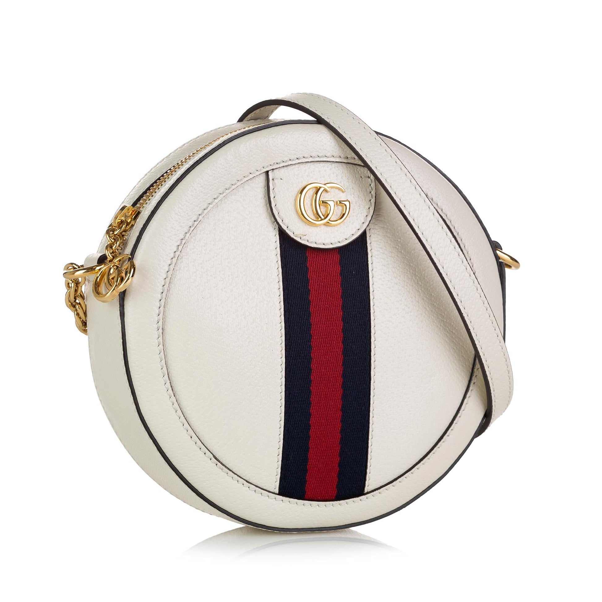 Gucci Round Ophidia SHG Leather Calf White Mini Crossbody Bag