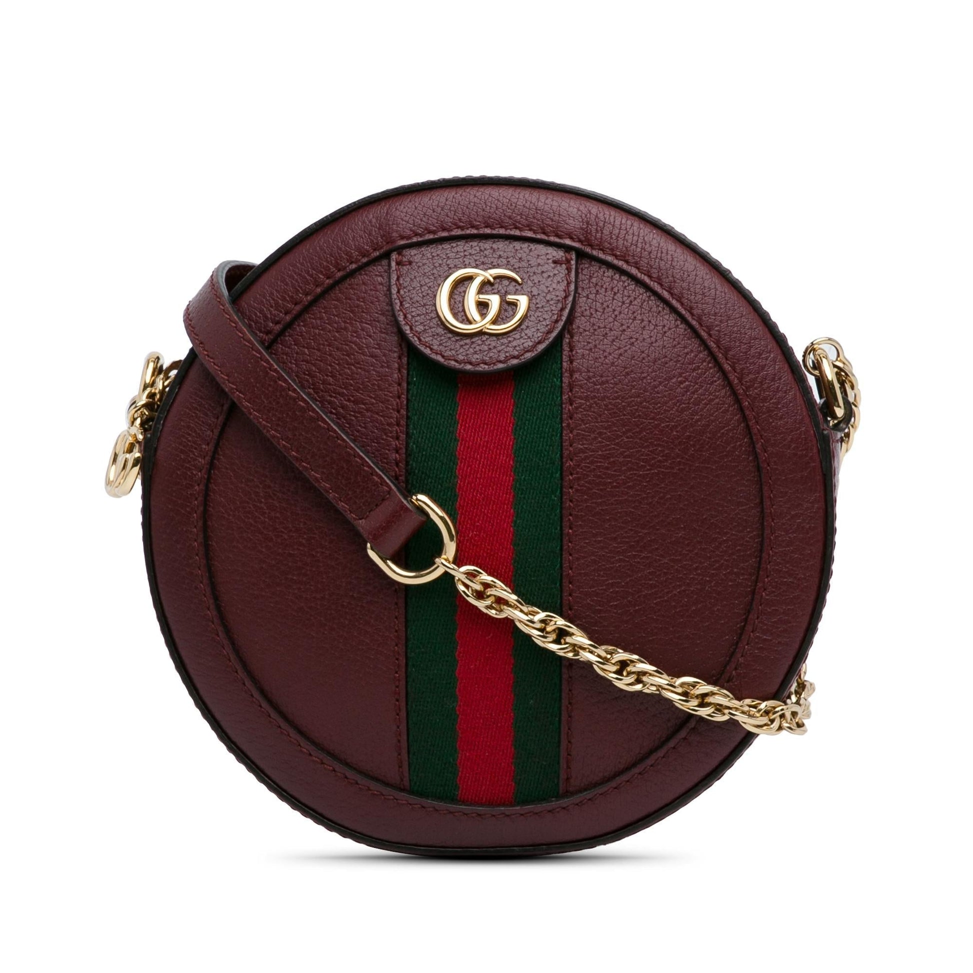 Gucci Round Ophidia SHG-GPbMvF Leather Calf Red Mini Crossbody Bag
