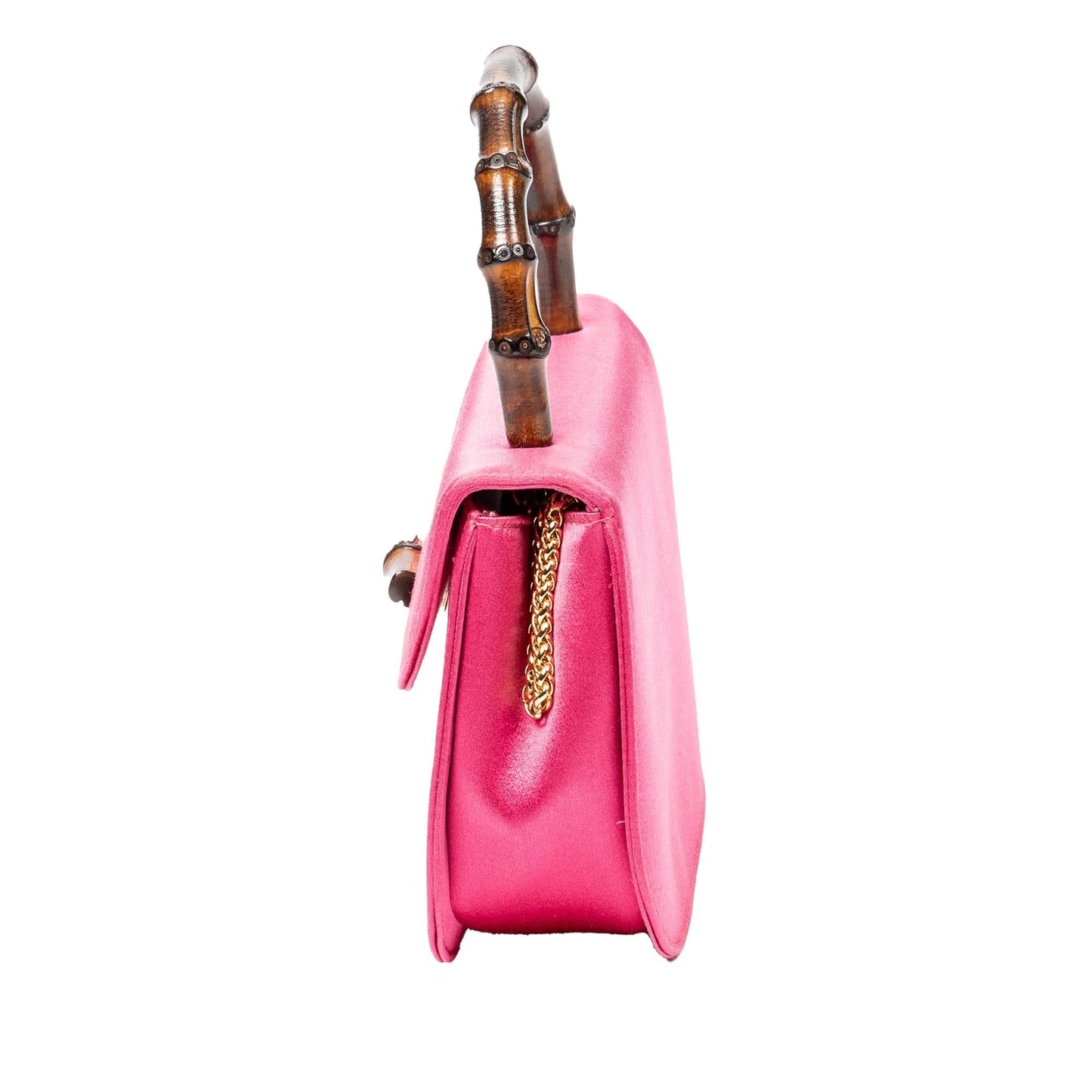 Gucci Bamboo Night SHG-gJ0Jsi Satin Pink Mini Satchel Bag