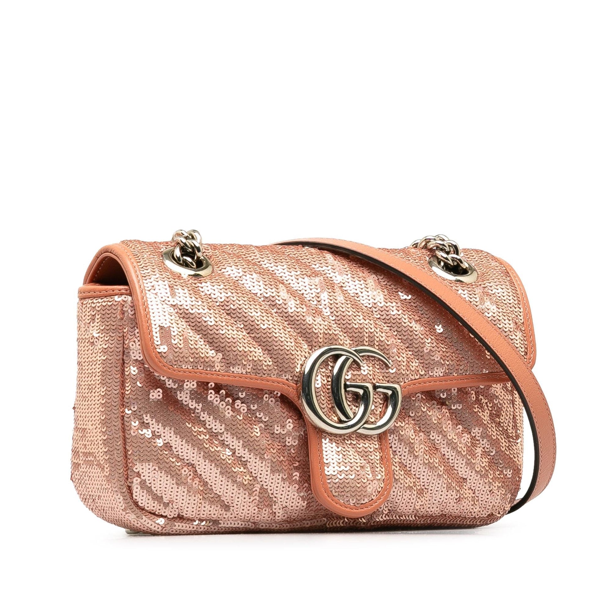 Gucci Sequin GG Marmont Matelasse Calf Pink Mini Crossbody Bag Bag 1