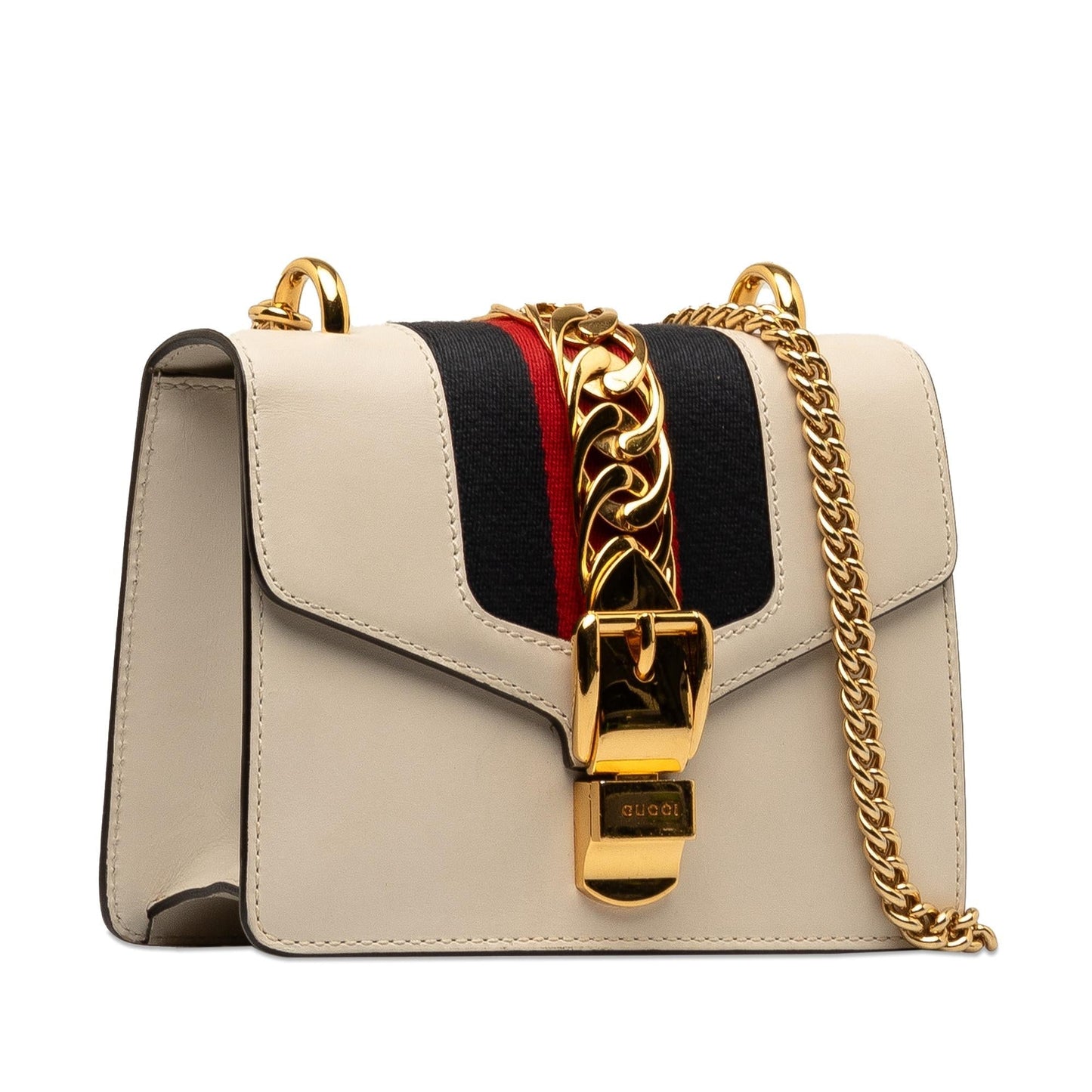 Gucci Sylvie Chain SHG-1OZLSf Leather Calf White Mini Crossbody Bag
