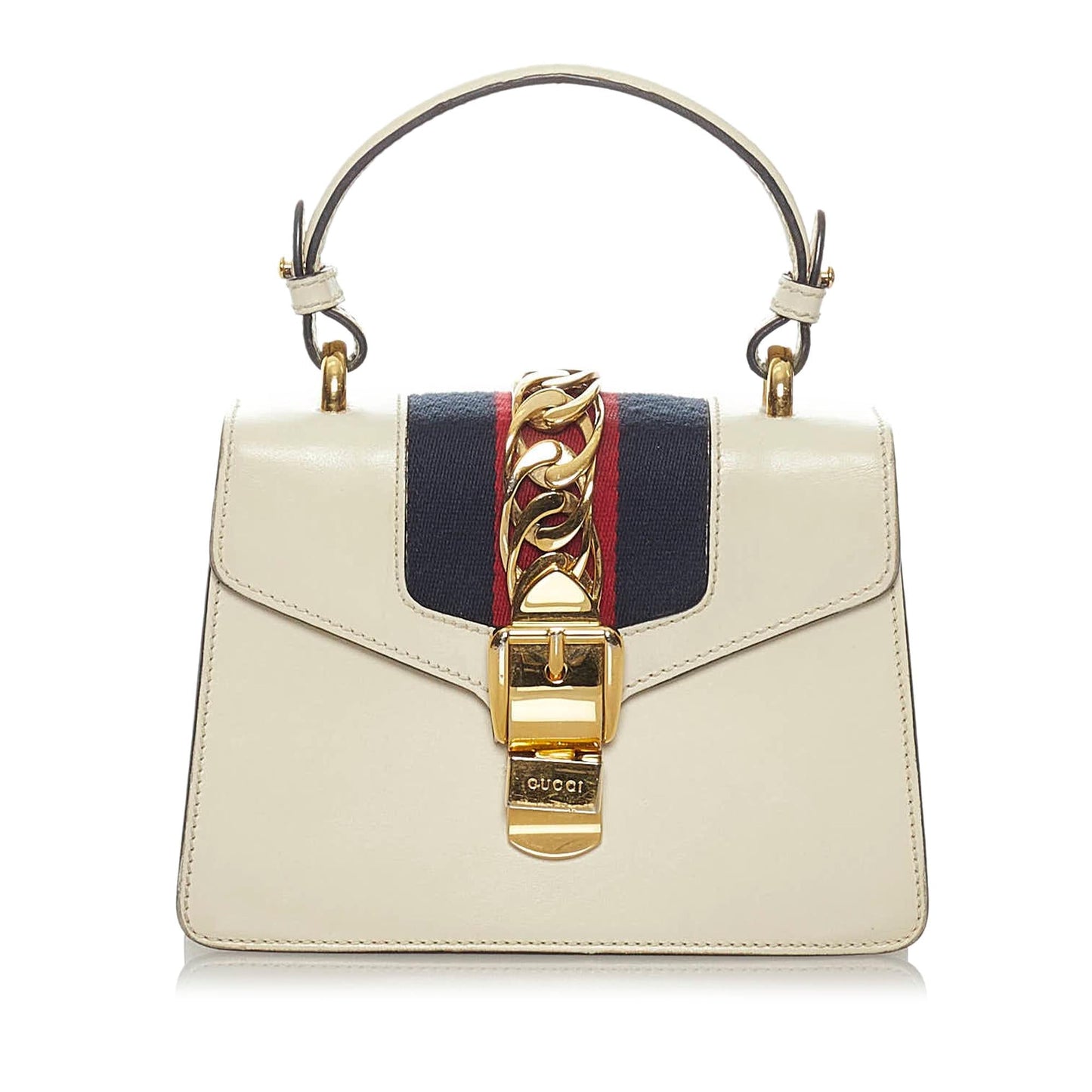 Gucci Sylvie SHG Leather Calf White Mini Satchel Bag
