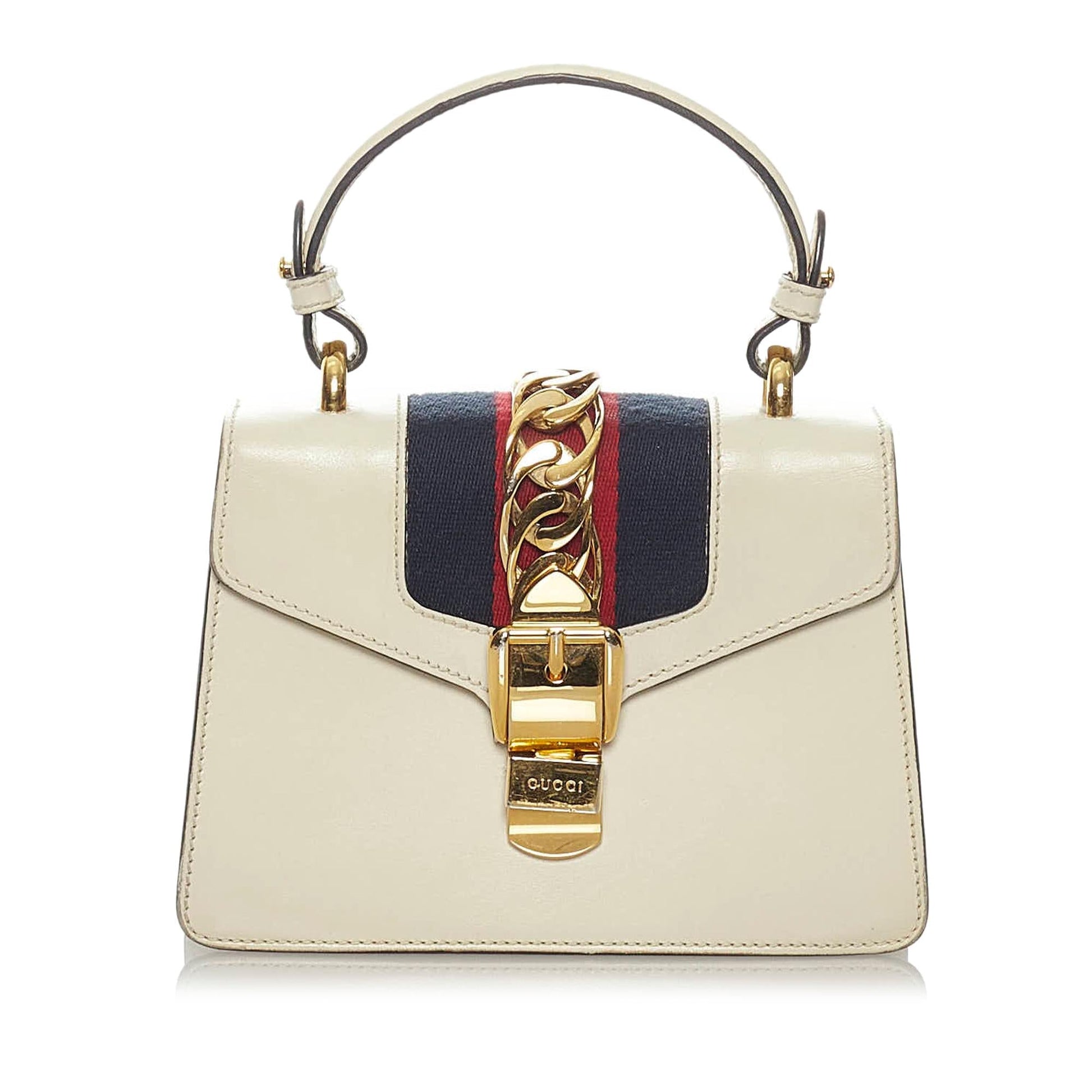 Gucci Sylvie SHG Leather Calf White Mini Satchel Bag