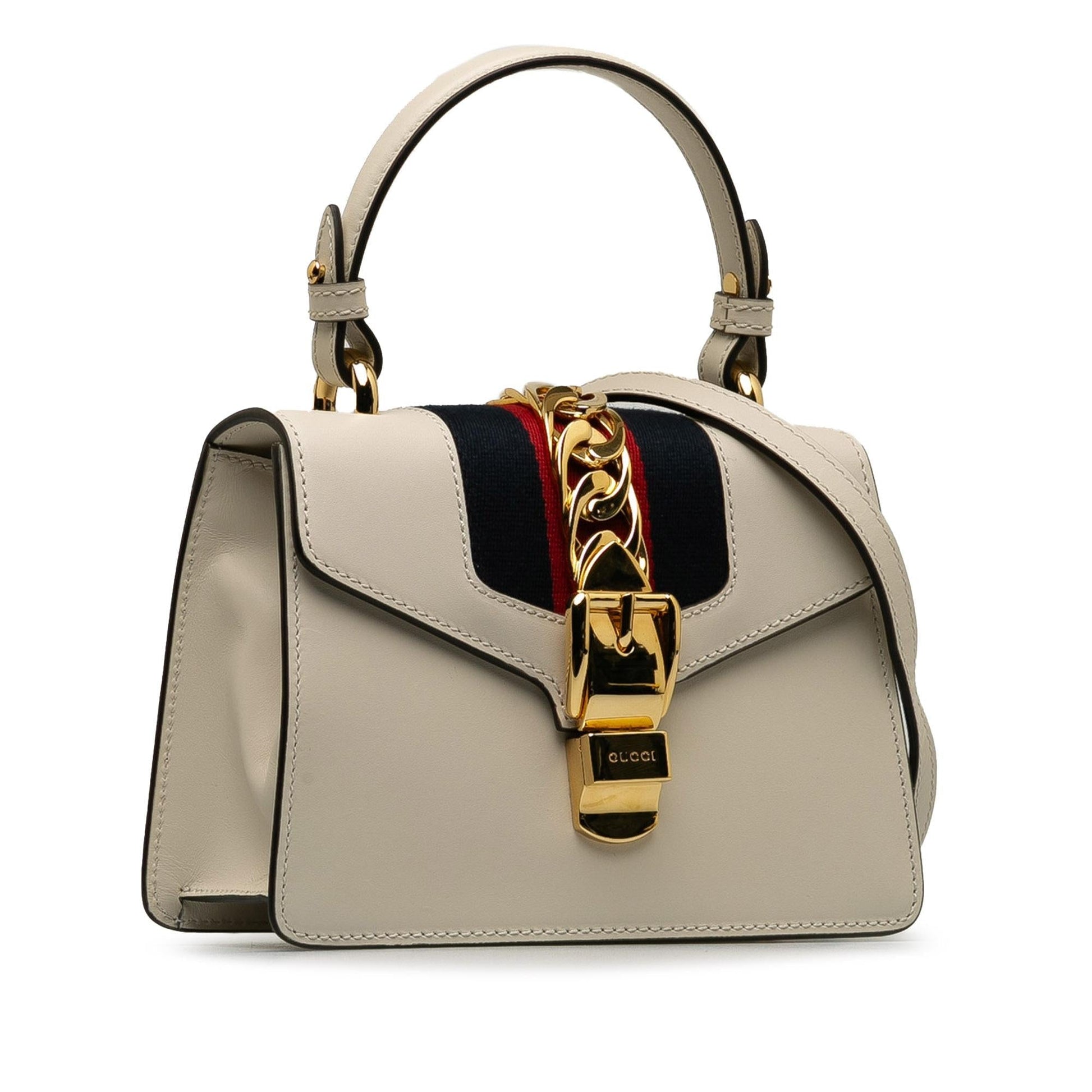 Gucci Sylvie SHG-OYDvet Calf White Mini Satchel Bag