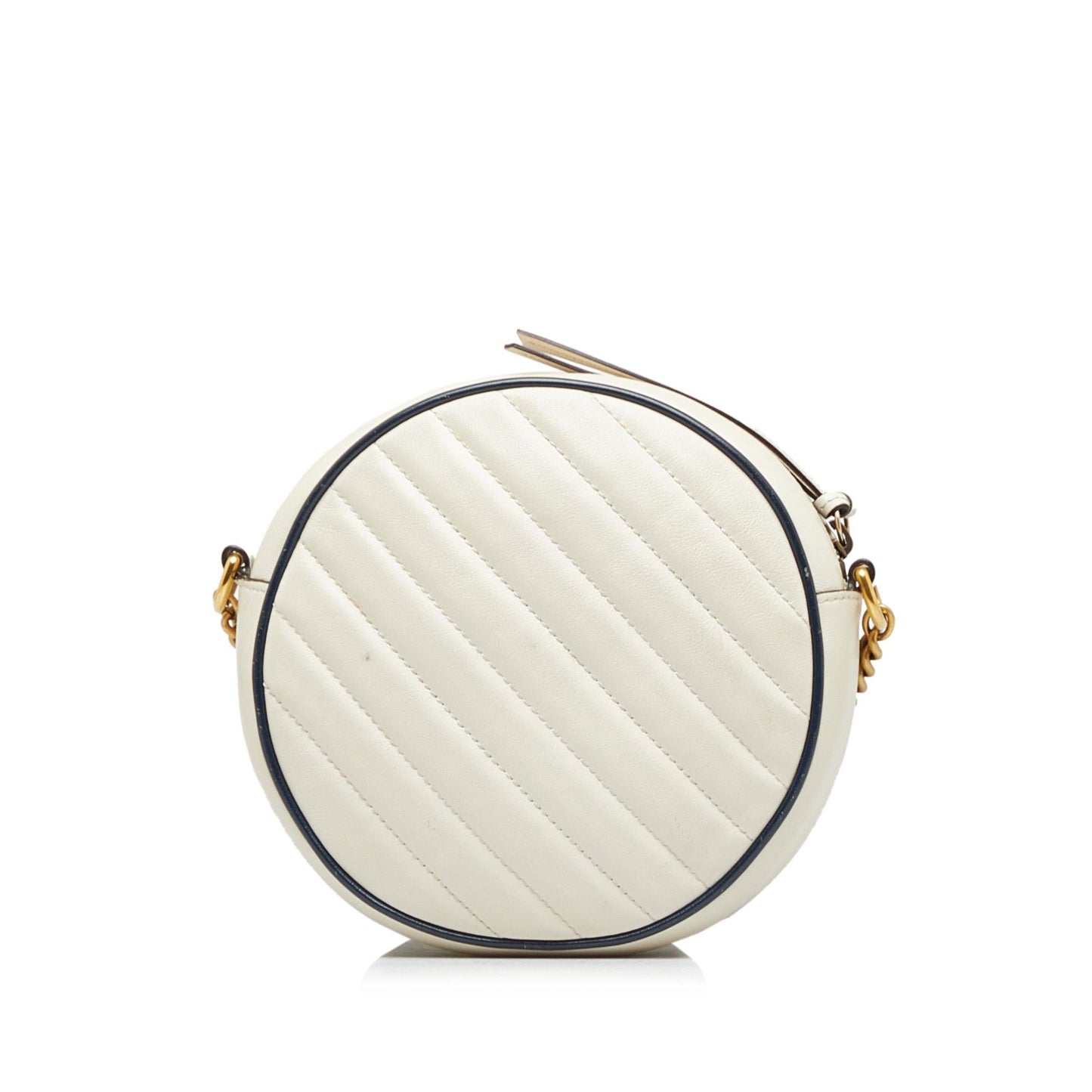 Gucci Torchon GG Marmont Round SHG-QPna6L Calf White Mini Crossbody Bag