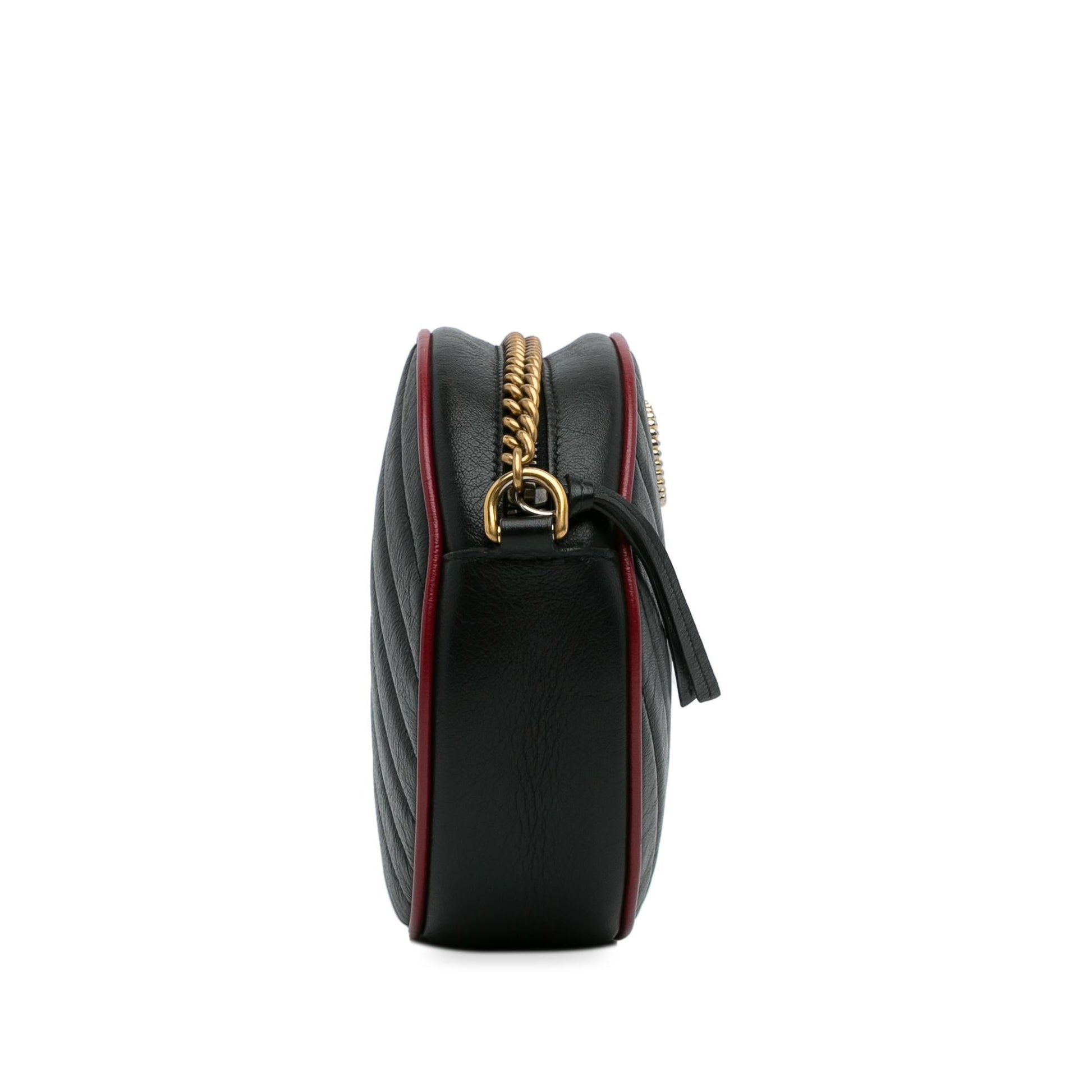 Gucci Torchon GG Marmont Round SHG-qSKdwn Calf Black Mini Crossbody Bag