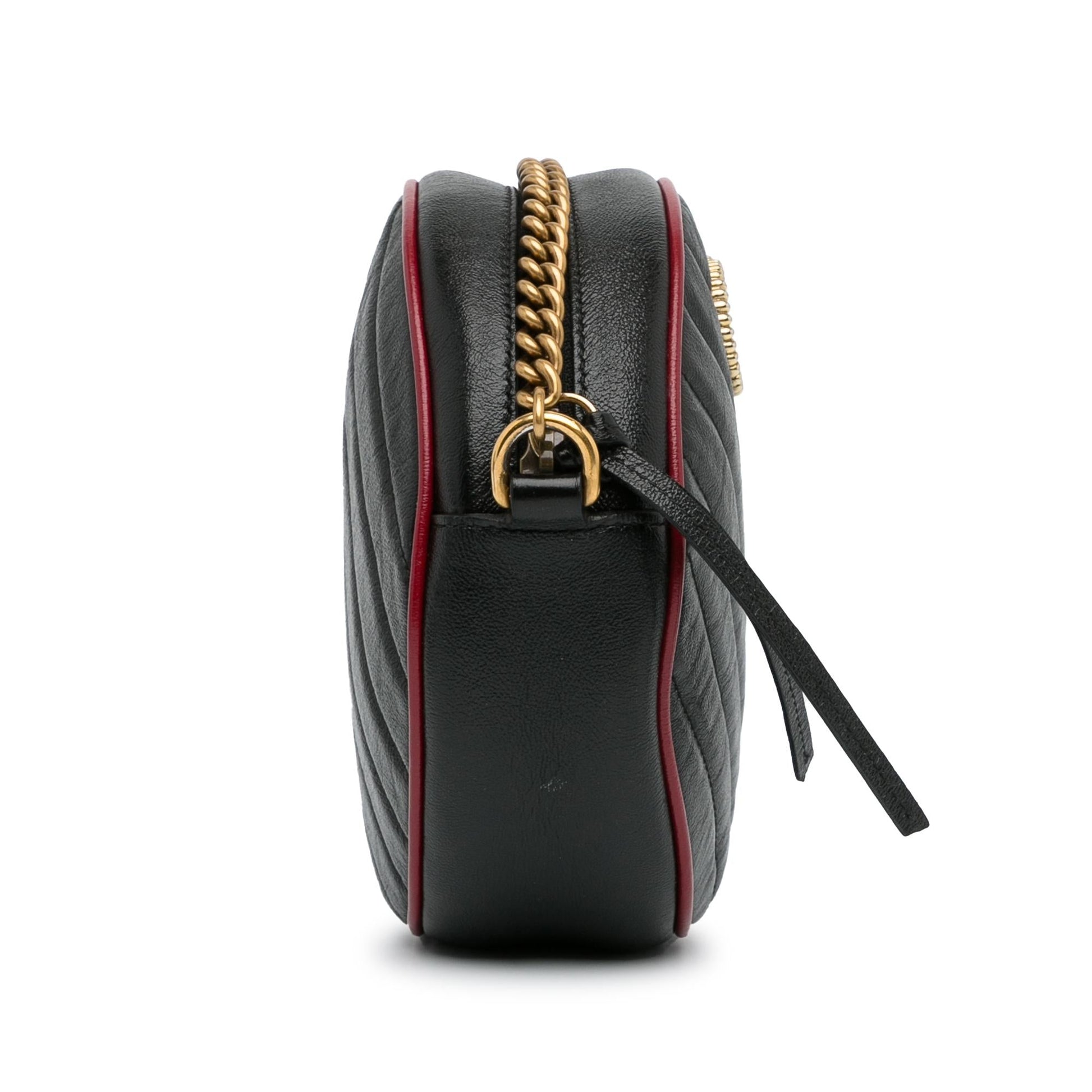 Gucci Torchon GG Marmont Round SHG-cxRkwZ Calf Black Mini Crossbody Bag