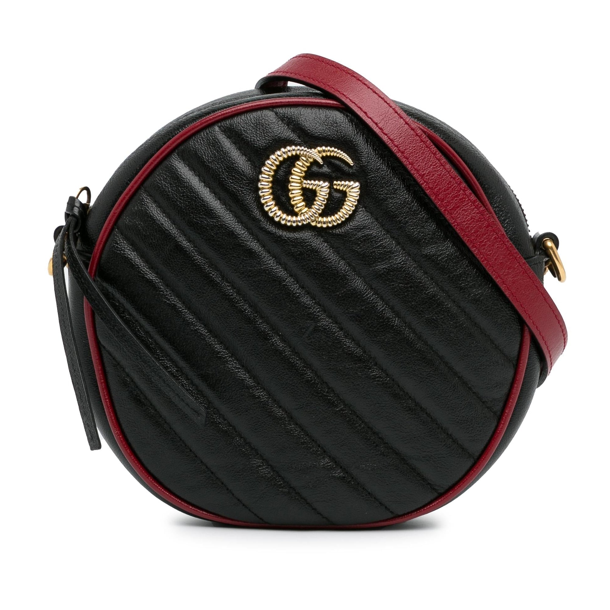 Gucci Torchon GG Marmont Round SHG-cxRkwZ Calf Black Mini Crossbody Bag