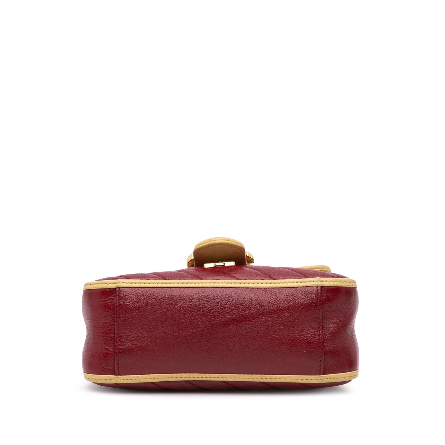 Gucci Tricolor GG Marmont Torchon Top Matelasse Leather Calf Red Satchel Bag