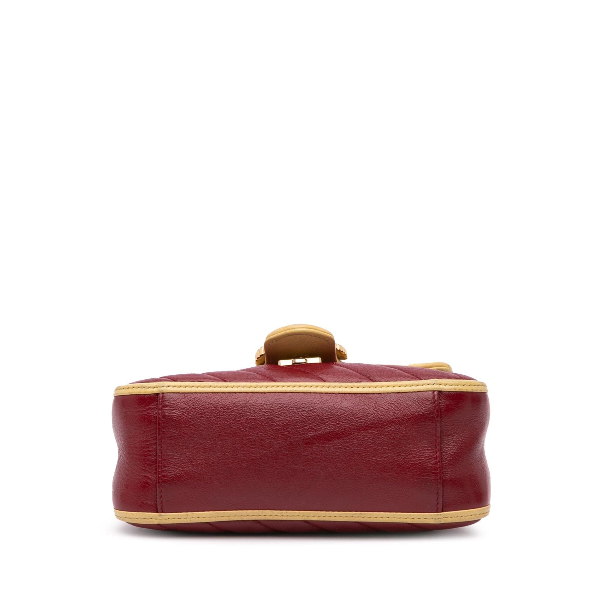 Gucci Tricolor GG Marmont Torchon Top Matelasse Leather Calf Red Satchel Bag