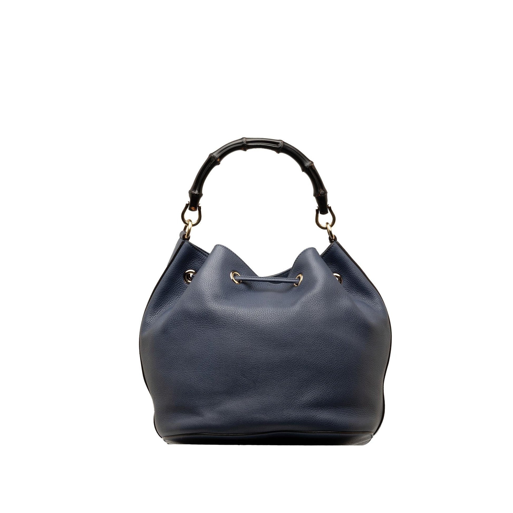 Gucci Miss Bamboo SHG-wpdVi1 Leather Calf Blue Bucket Shoulder Bag