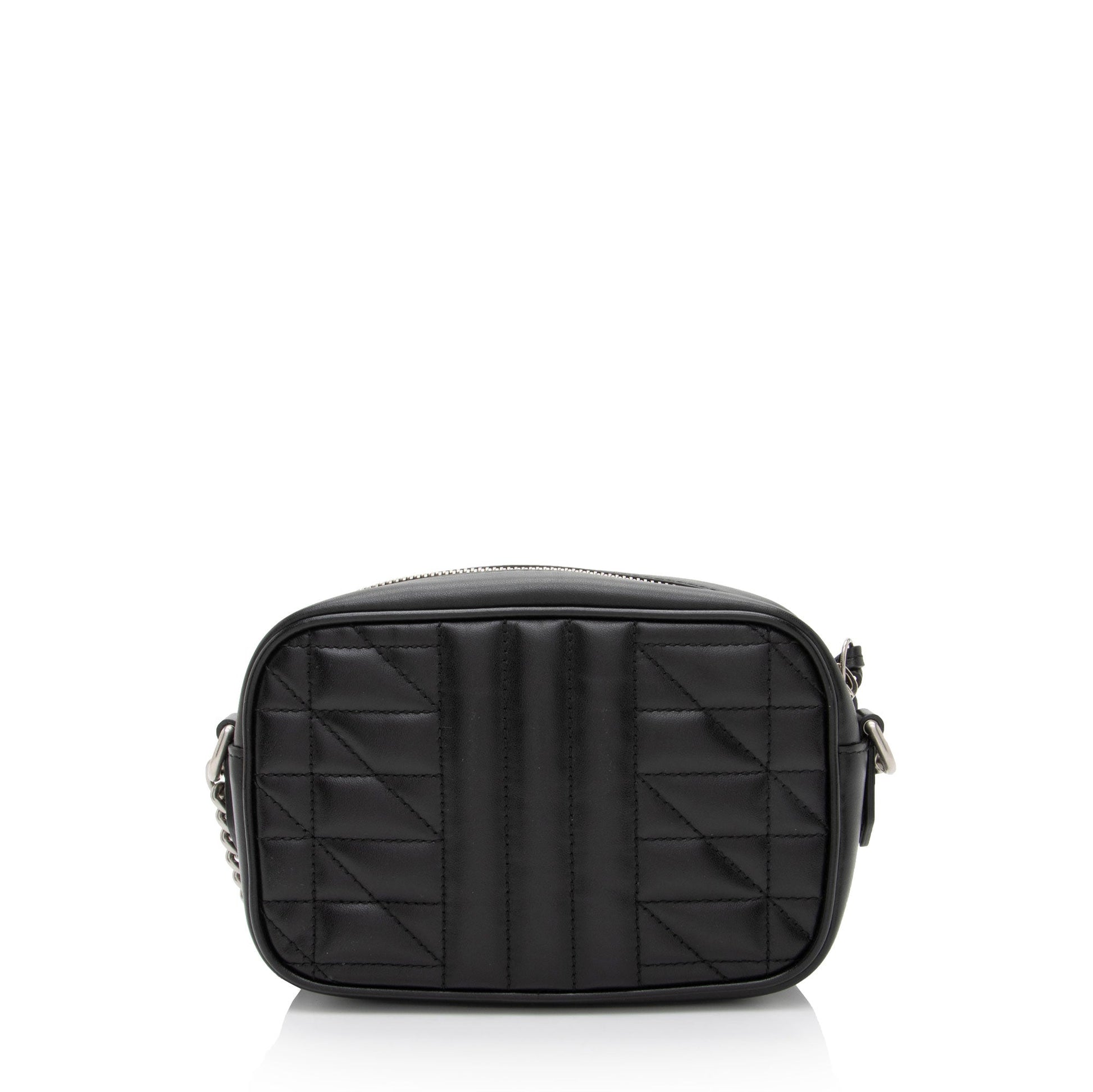Gucci Mixed GG Marmont Aria Chain Matelasse Leather Black Mini Crossbody Bag