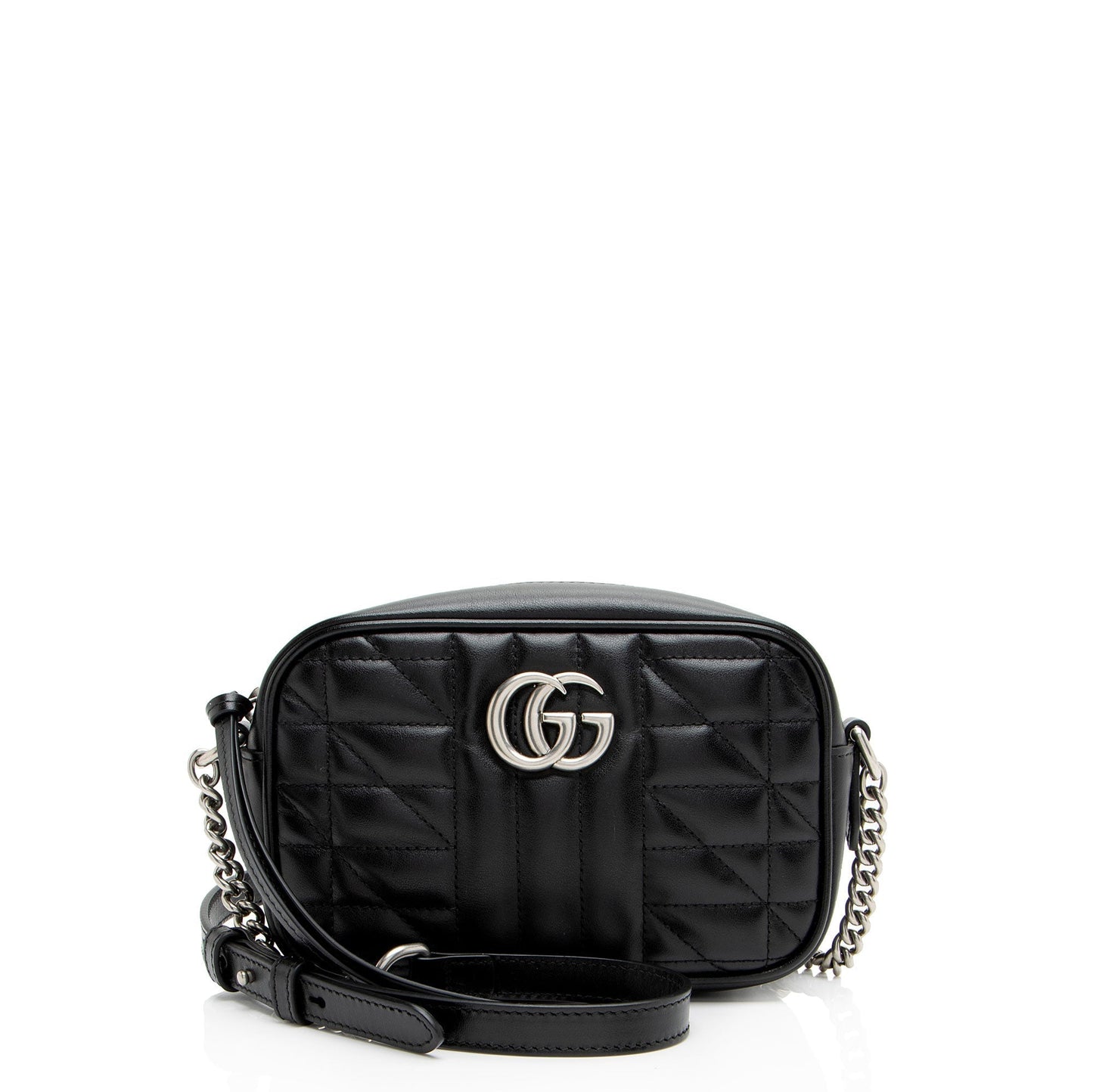 Gucci Mixed GG Marmont Aria Camera Matelasse Leather Black Mini Crossbody Bag