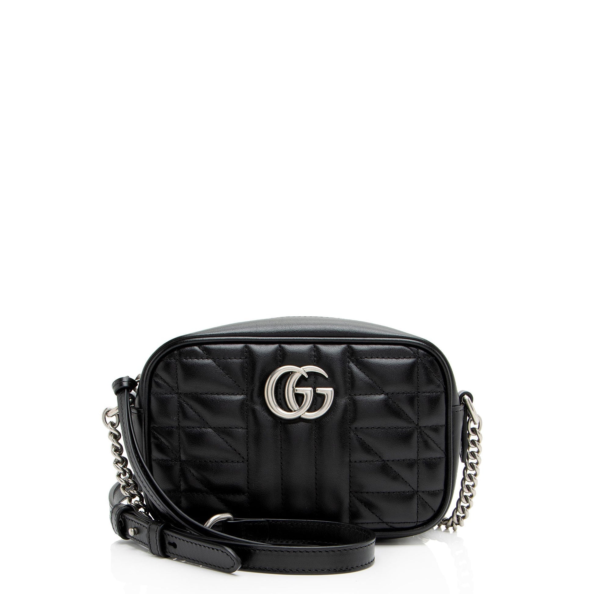Gucci Mixed GG Marmont Aria Camera Matelasse Leather Black Mini Crossbody Bag