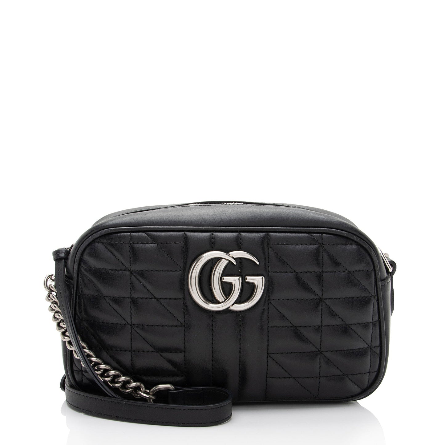 Gucci Mixed GG Marmont Aria Matelasse Leather Black Small Crossbody Bag
