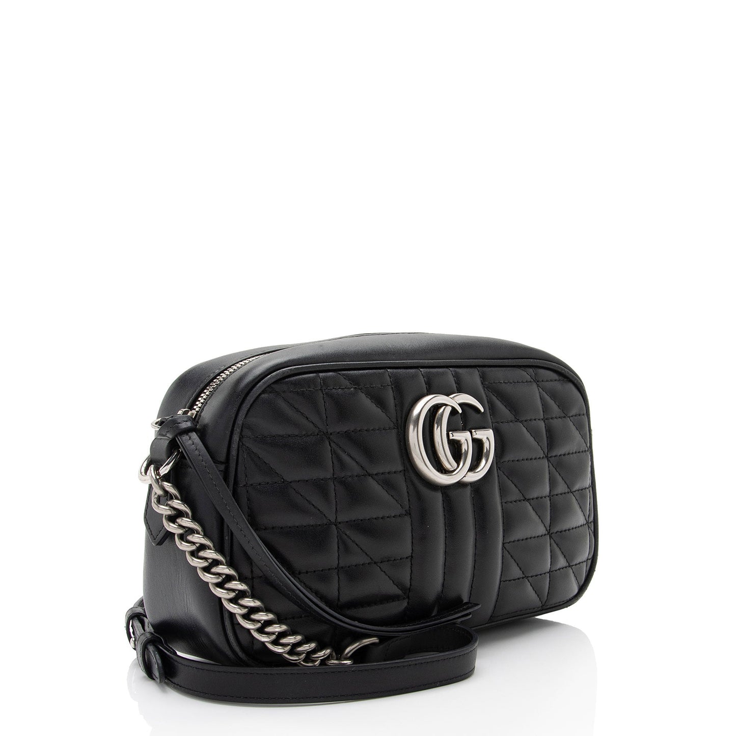 Gucci Mixed GG Marmont Aria Matelasse Leather Black Small Crossbody Bag