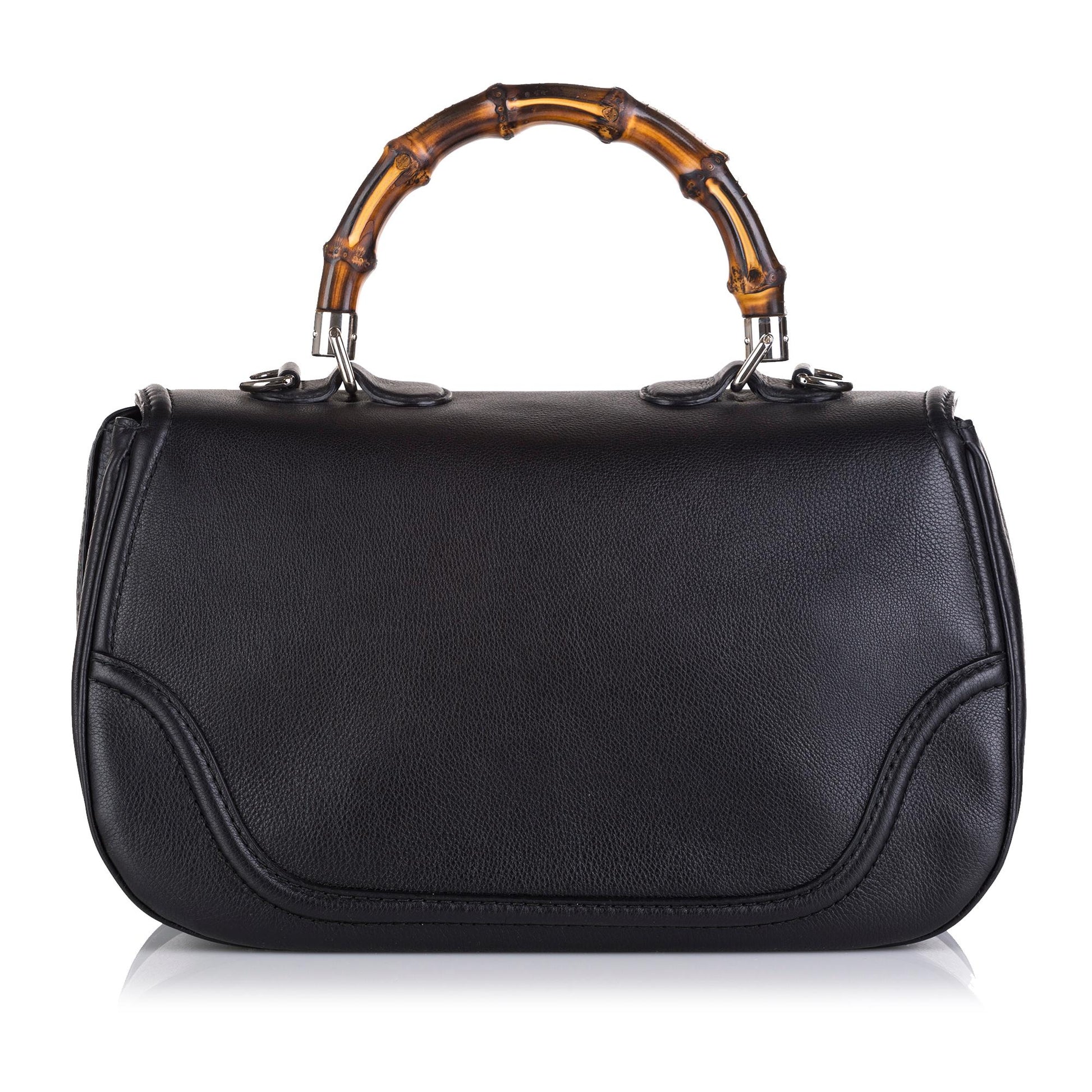 Gucci New Bamboo SHG-igSU8H Calf Black Top Handle Satchel Bag