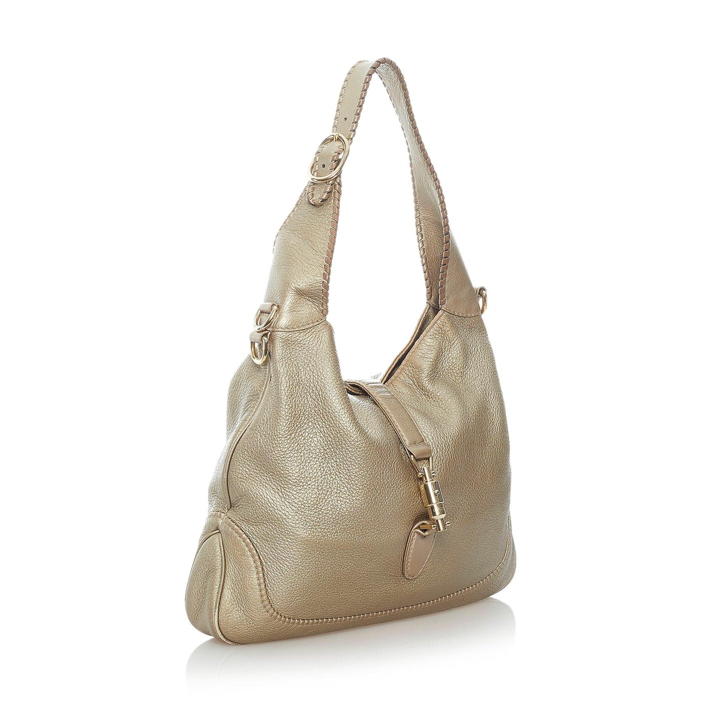 Gucci New Jackie SHG Leather Calf Silver Satchel Bag