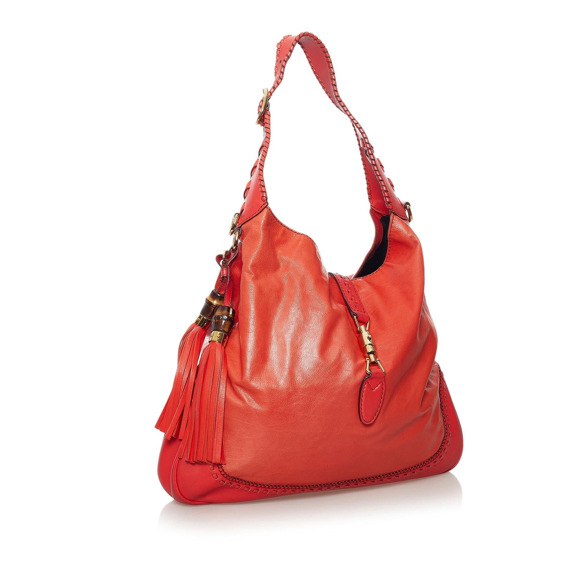 Gucci New Jackie SHG Leather Calf Red Shoulder Bag