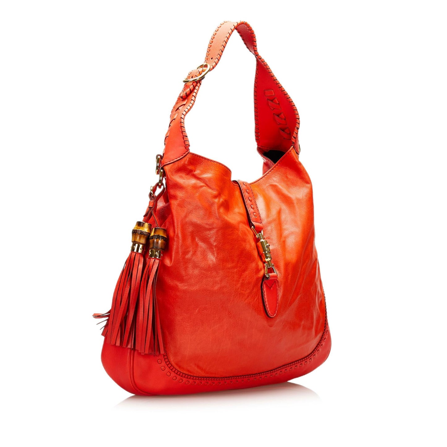 Gucci New Jackie SHG Calf Red Satchel Bag
