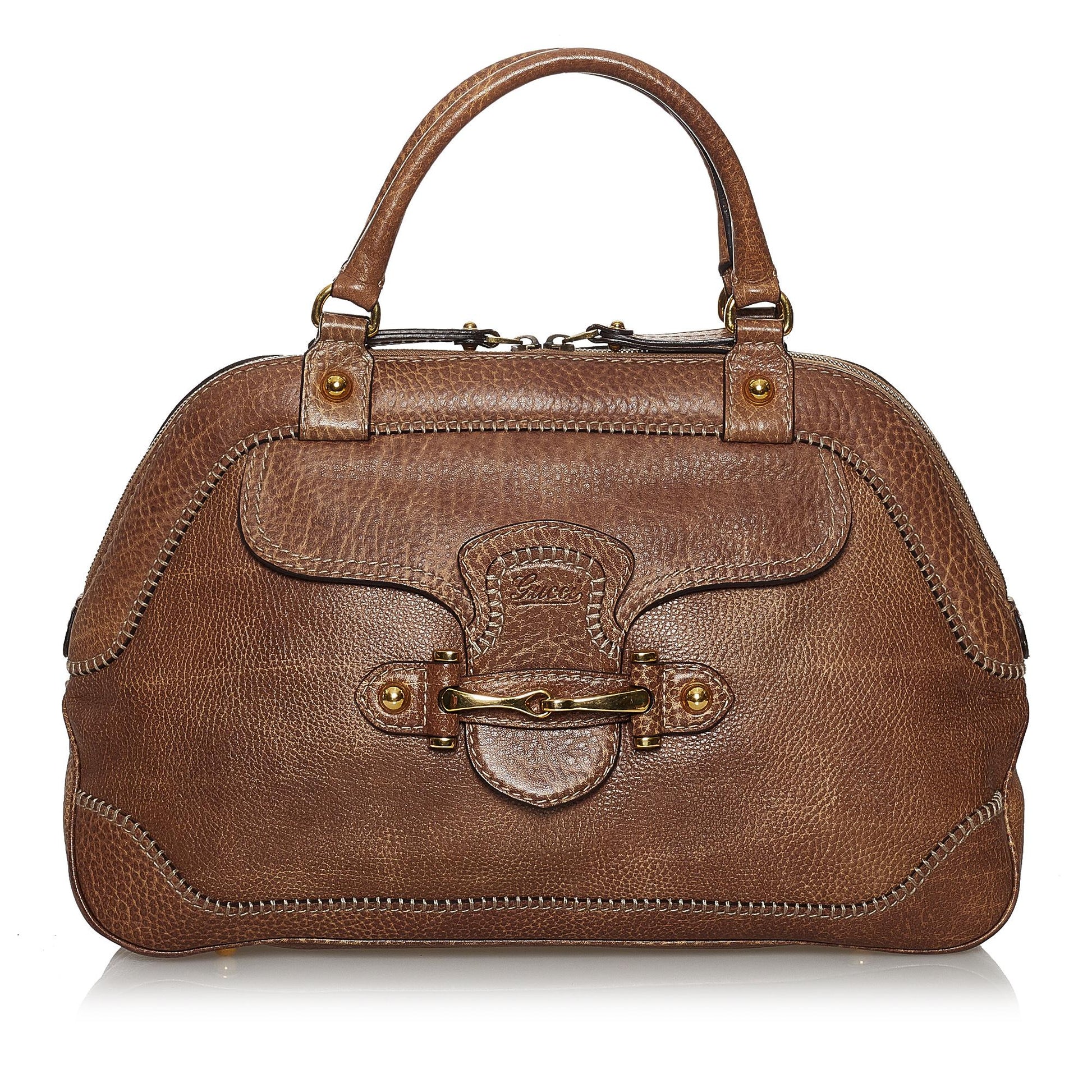 Gucci New Pelham SHG Leather Calf Brown Satchel Bag Handbag Shg