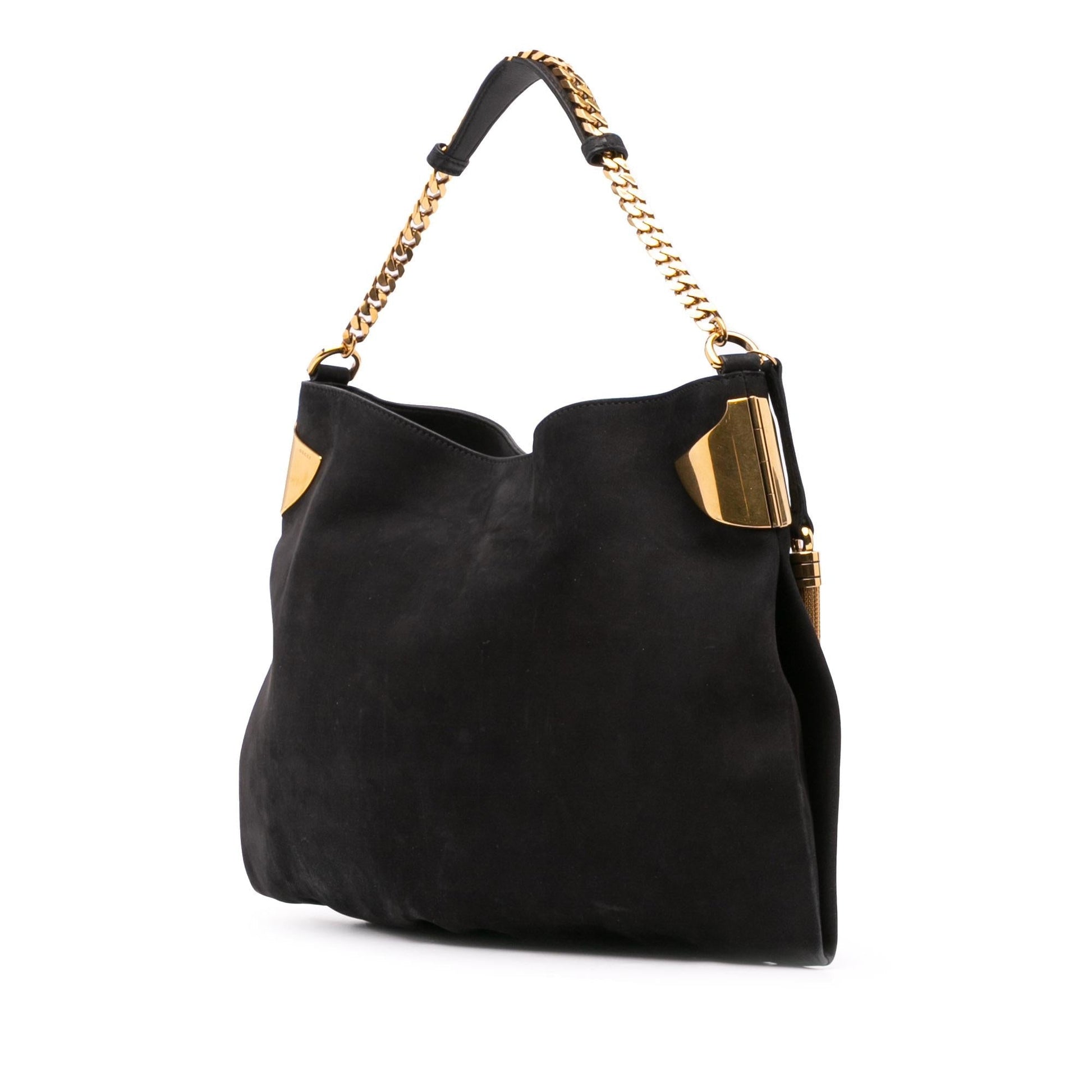 Gucci Nubuck Leather Black Shoulder Bag