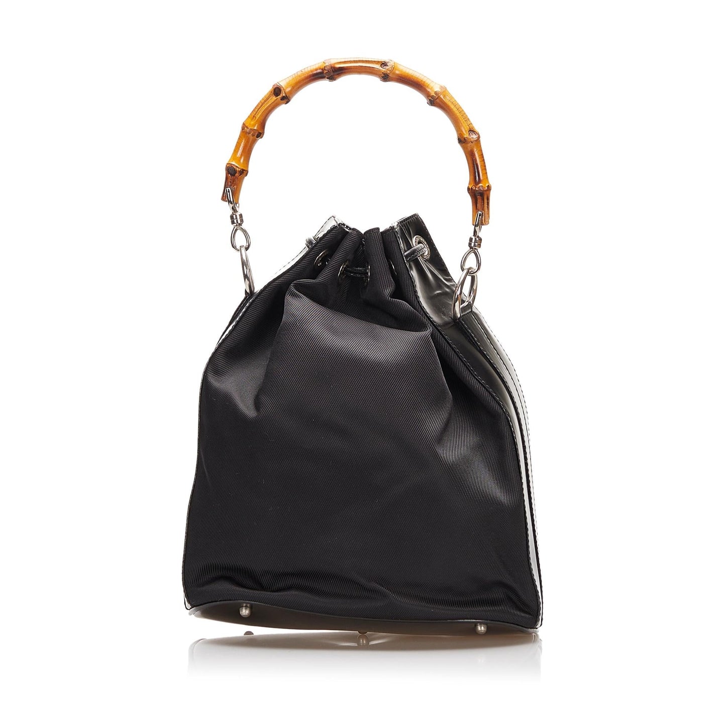 Gucci Bamboo SHG-2zTbNP Nylon Black Bucket Bag