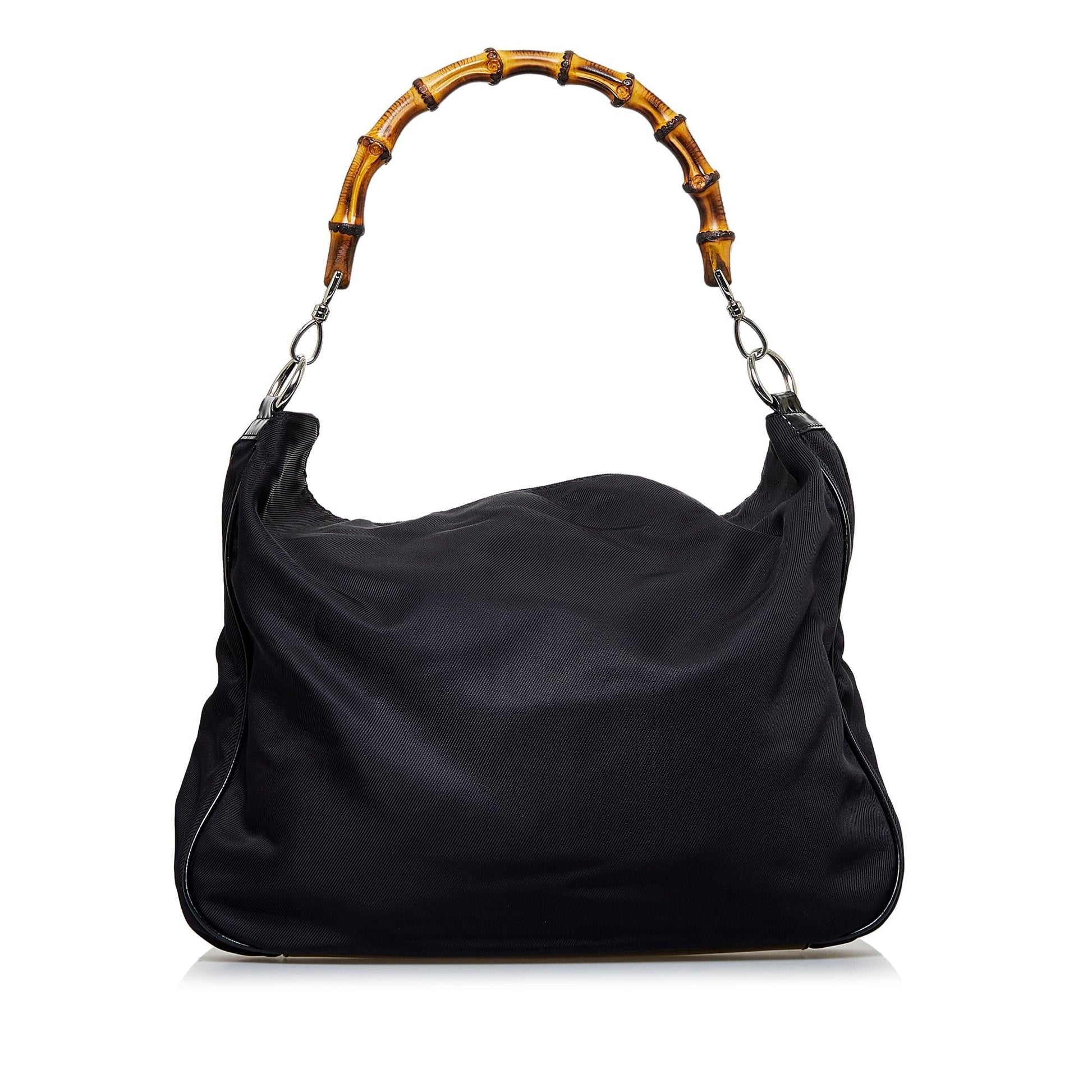 Gucci Bamboo SHG-gDltSy Nylon Black Satchel Bag