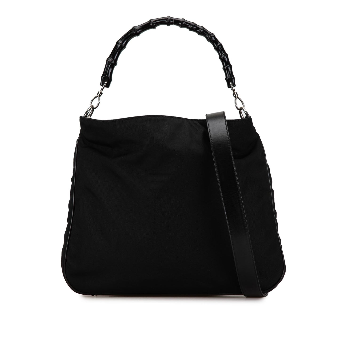 Gucci Bamboo SHG-T1iWzs Nylon Calf Black Satchel Bag