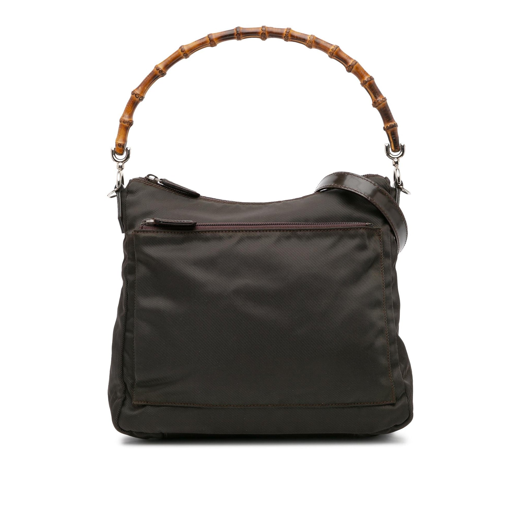 Gucci Bamboo Nylon Calf Brown Satchel Bag