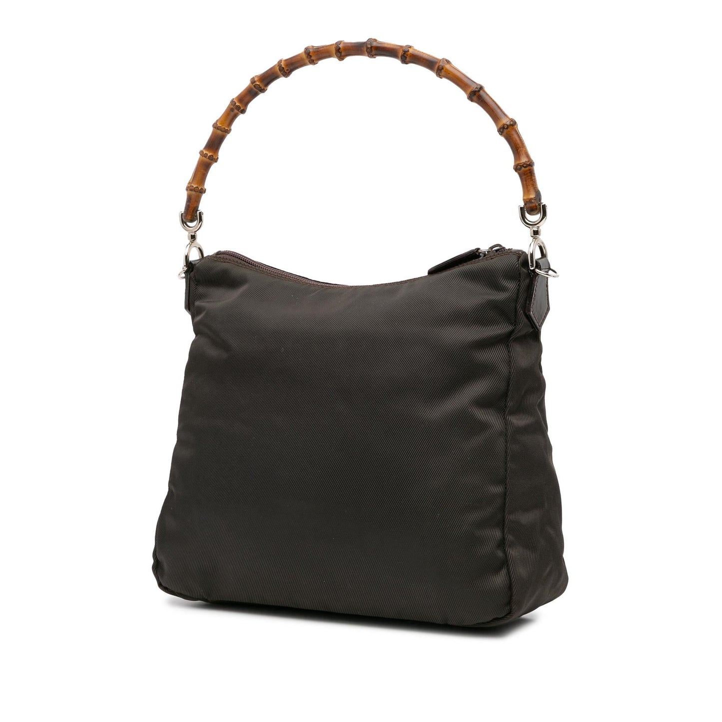 Gucci Bamboo Nylon Calf Brown Satchel Bag