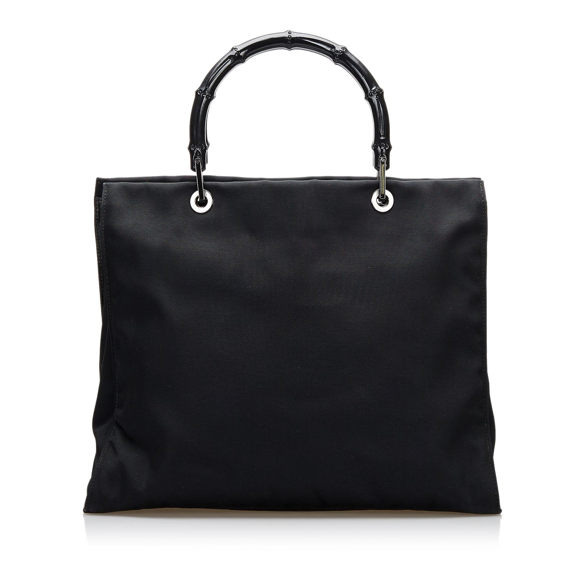 Gucci Bamboo SHG Nylon Black Tote Bag