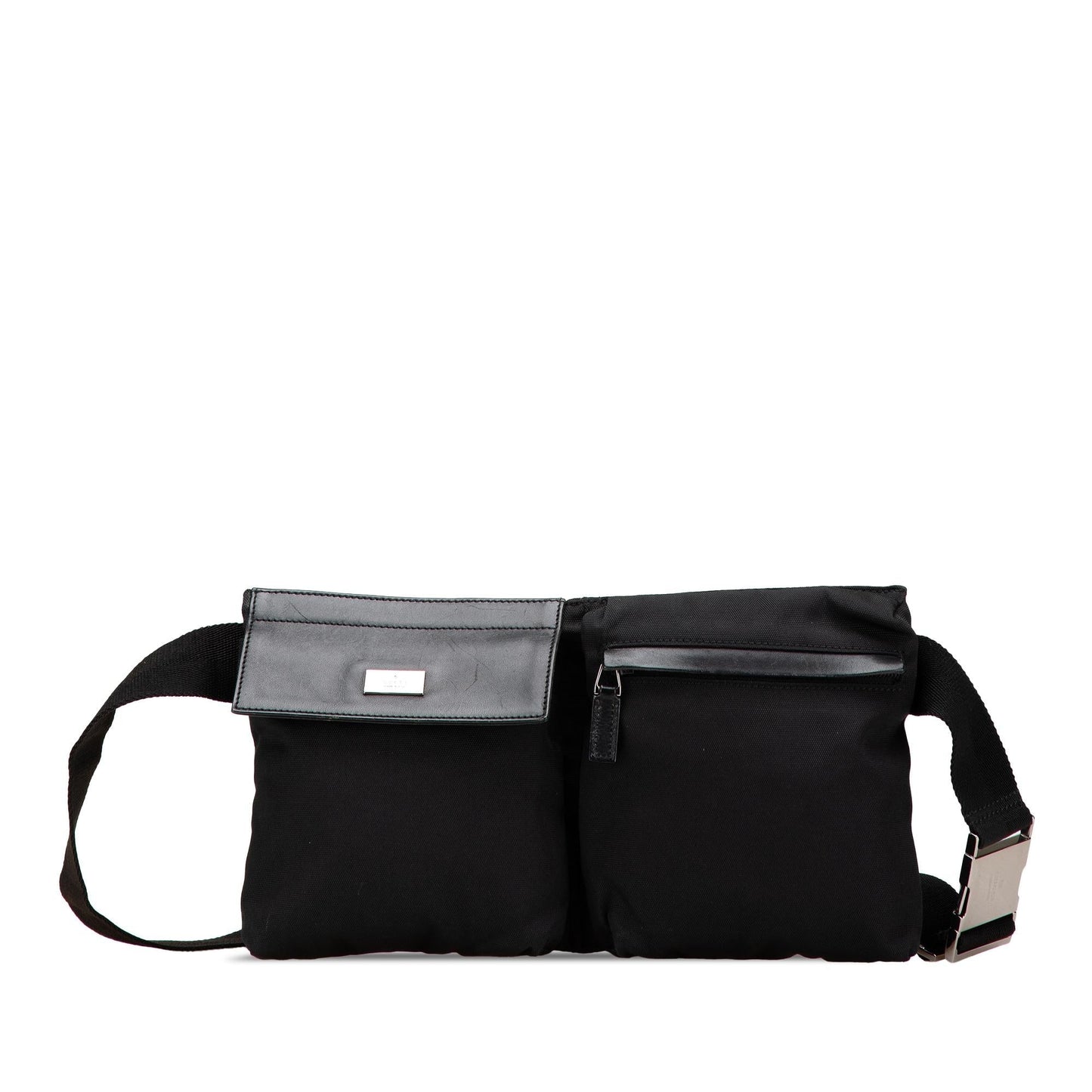 Gucci Double Pocket Belt Nylon Calf Black Accessory Bag 1
