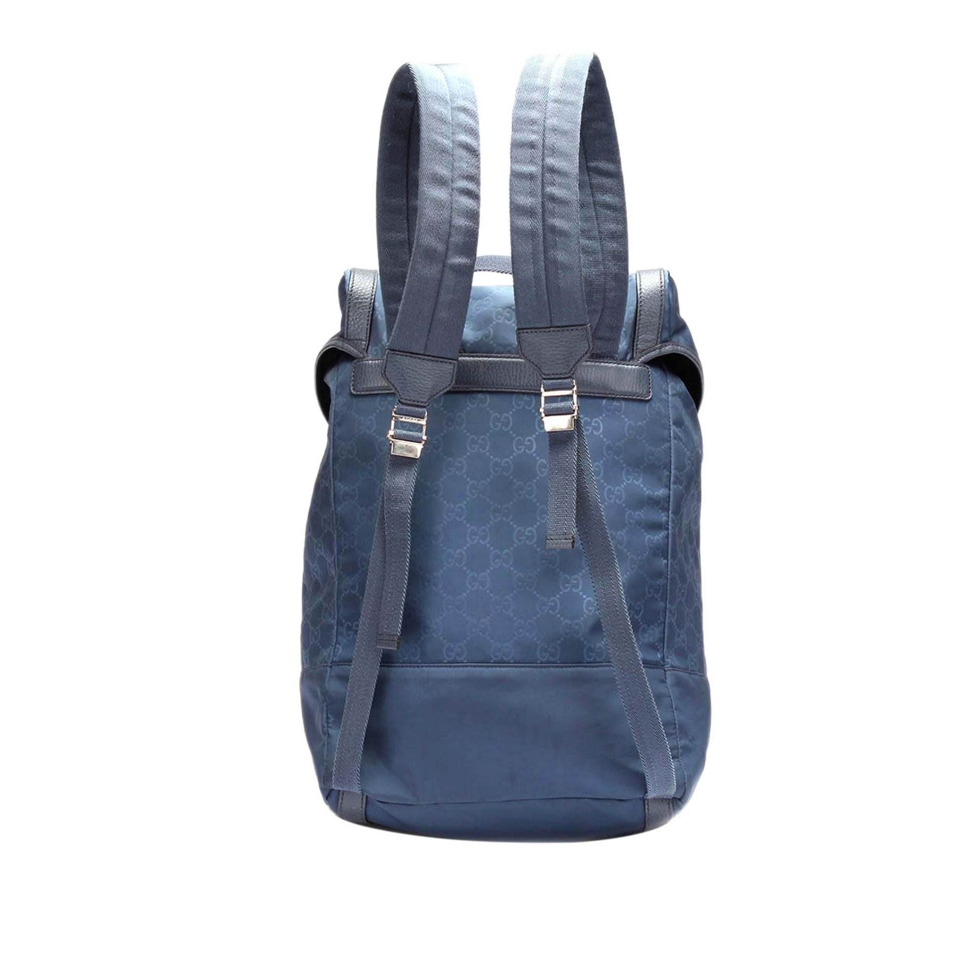 Gucci Guccissima Backpack SHG-f2n9qE Nylon Calf Black Blue
