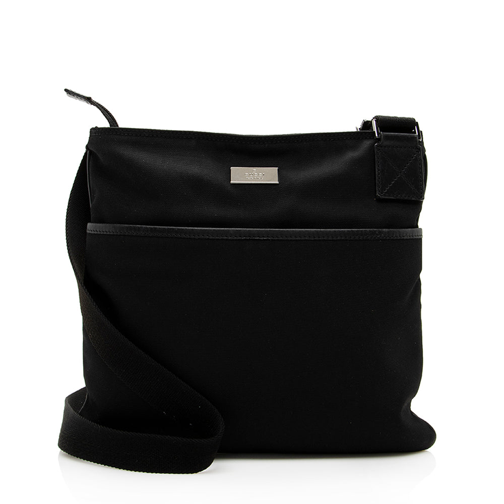 Gucci Messenger SHF Leather Nylon Black Shoulder Bag