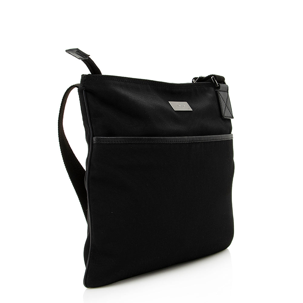 Gucci Messenger SHF Leather Nylon Black Shoulder Bag