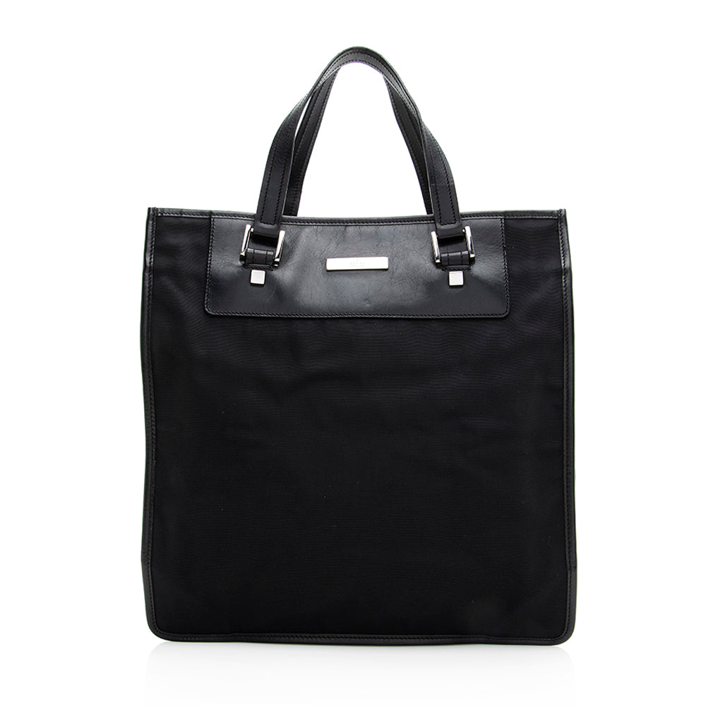 Gucci SHF Leather Nylon Black Tote Bag