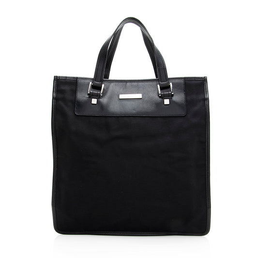 Gucci SHF Leather Nylon Black Tote Bag
