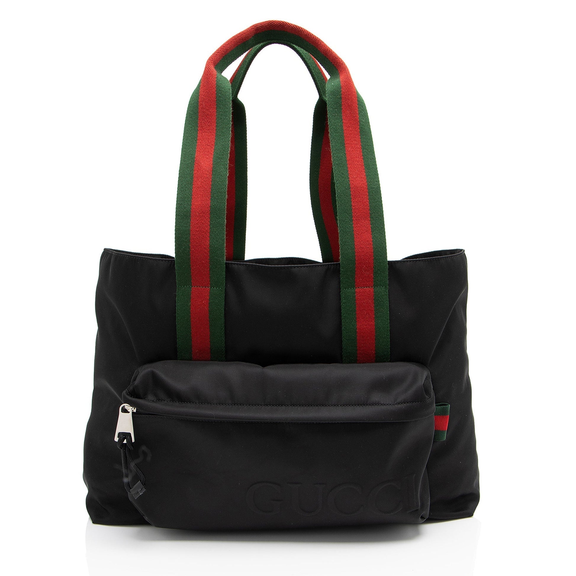 Gucci Embossed Web Nylon Black Large Tote Bag