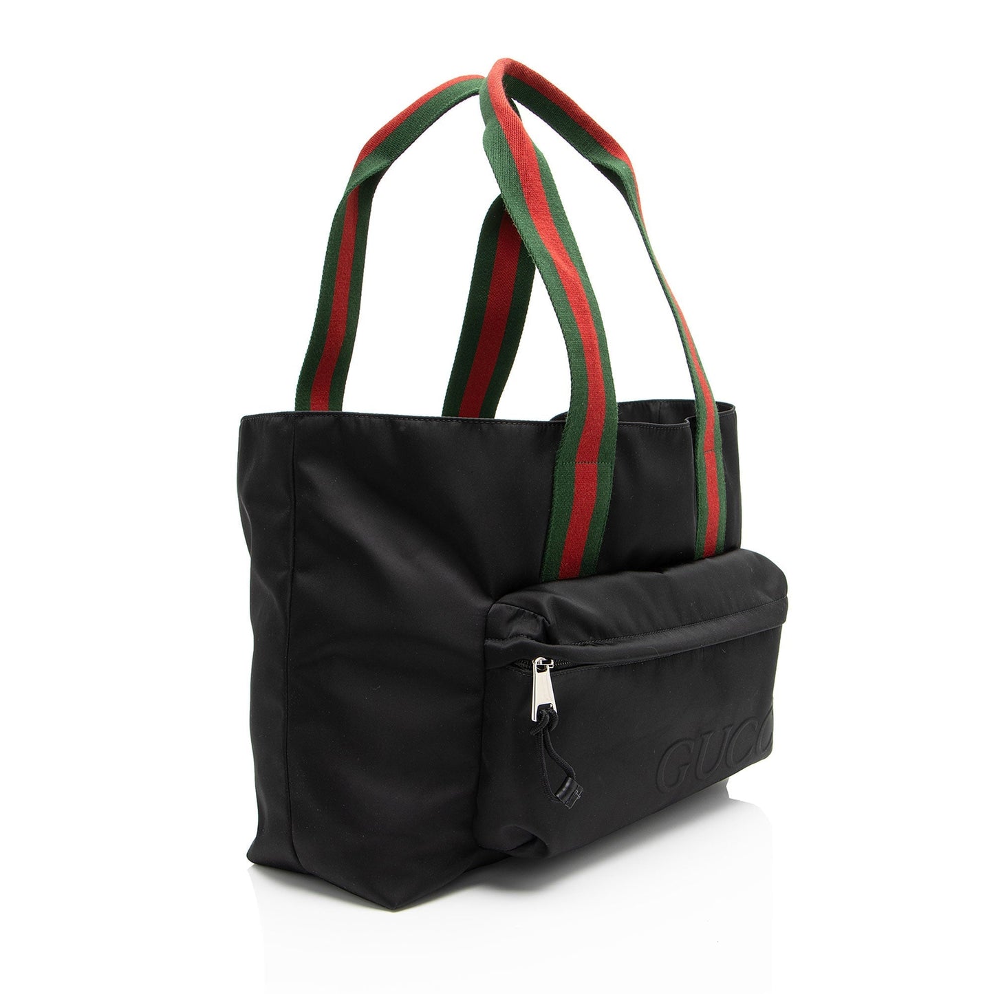 Gucci Embossed Web Nylon Black Large Tote Bag