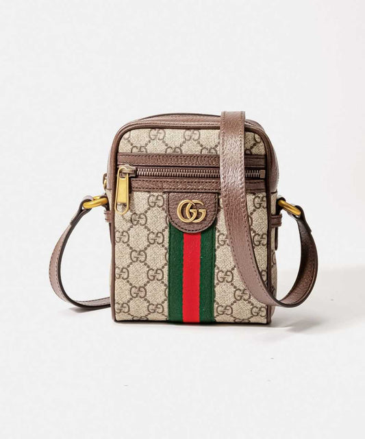 Gucci GG SUPREME WEB OPHIDIA Canvas Mini Crossbody Bag