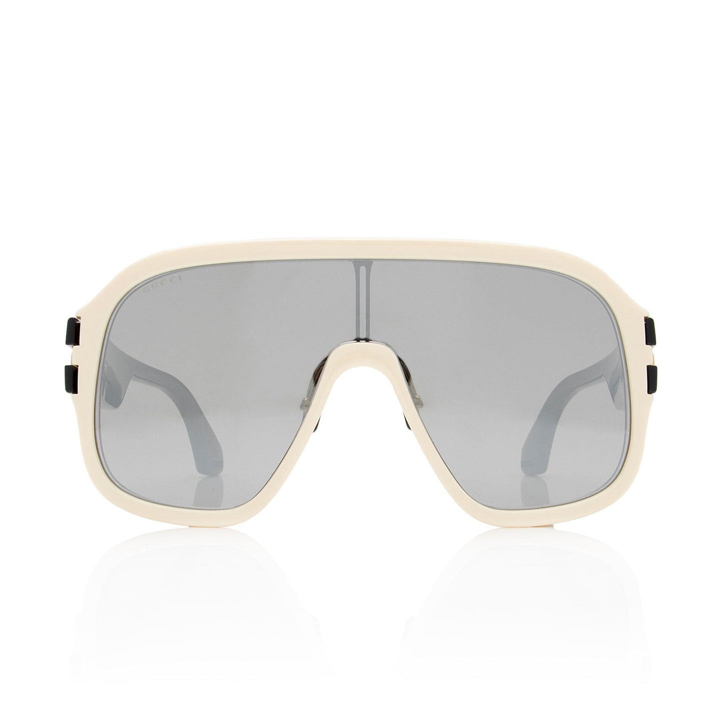 Gucci Oversized Shield Sunglasses SHF-Y3TGfI Black White Accessory