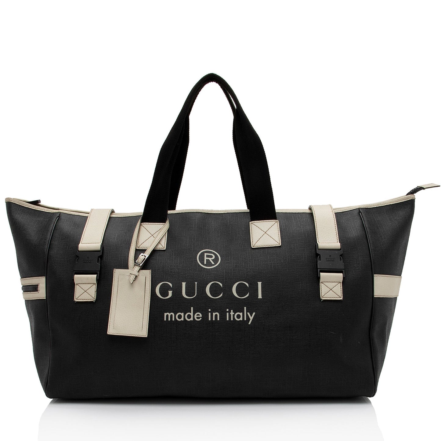 Gucci PVC Logo XL Shopper SHF-AJvk6R Leather Canvas Nylon Black Tote Bag