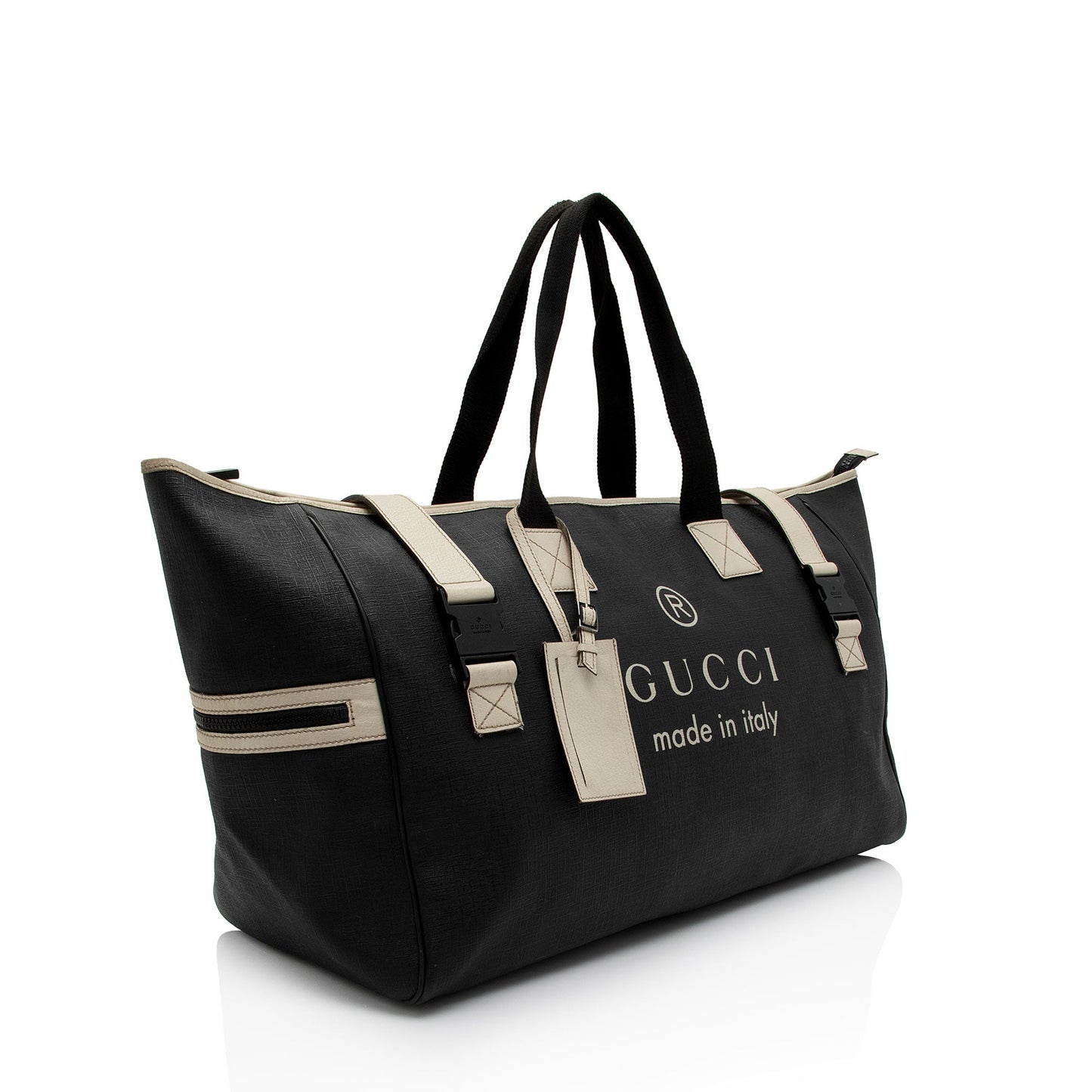 Gucci PVC Logo XL Shopper SHF-AJvk6R Leather Canvas Nylon Black Tote Bag
