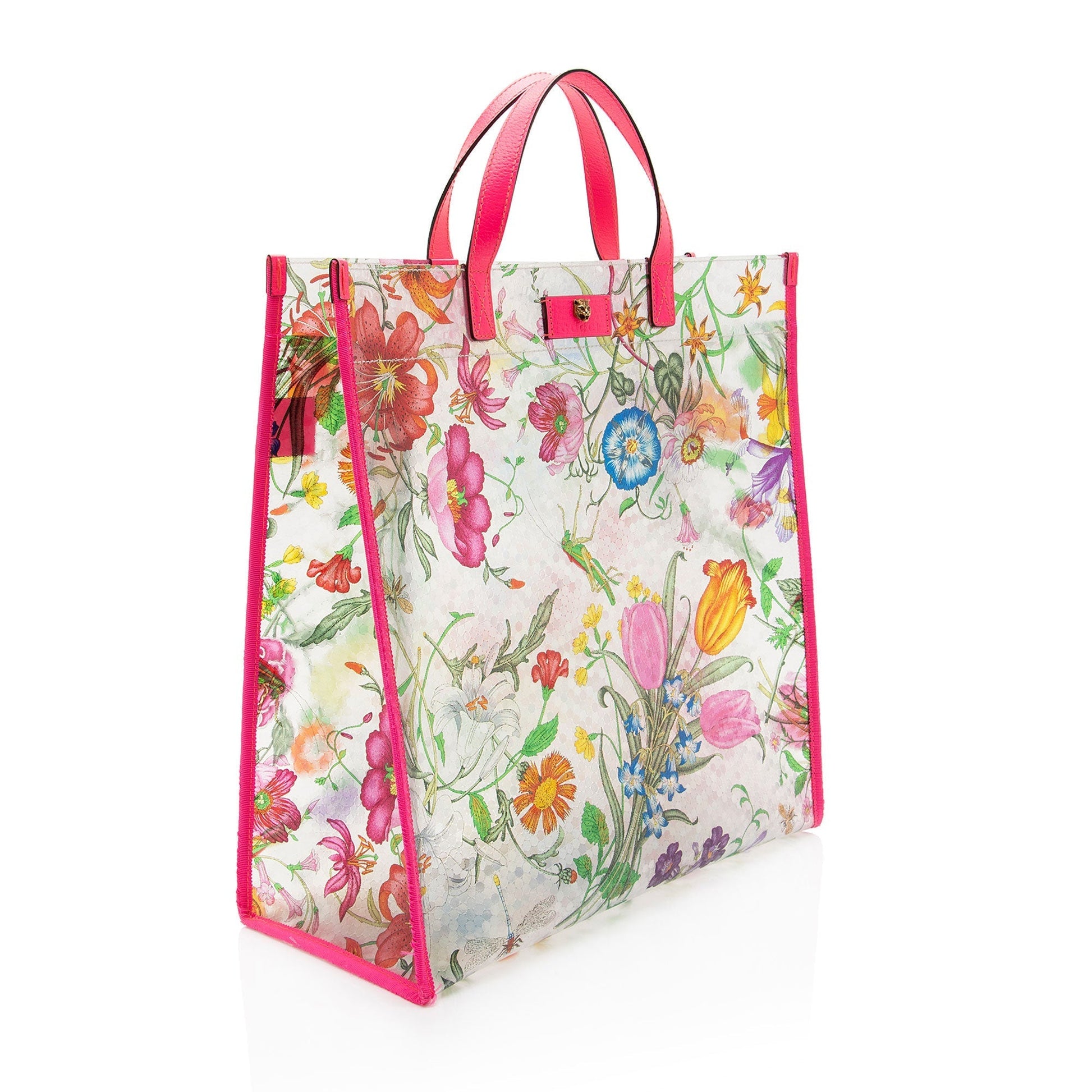 Gucci PVC Flora - FINAL Leather Pink Tote Bag