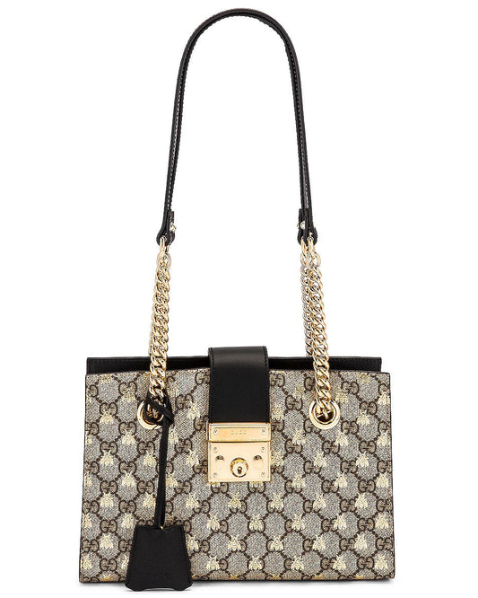 Gucci PADLOCK BEE PRINT Chain Tote Bag