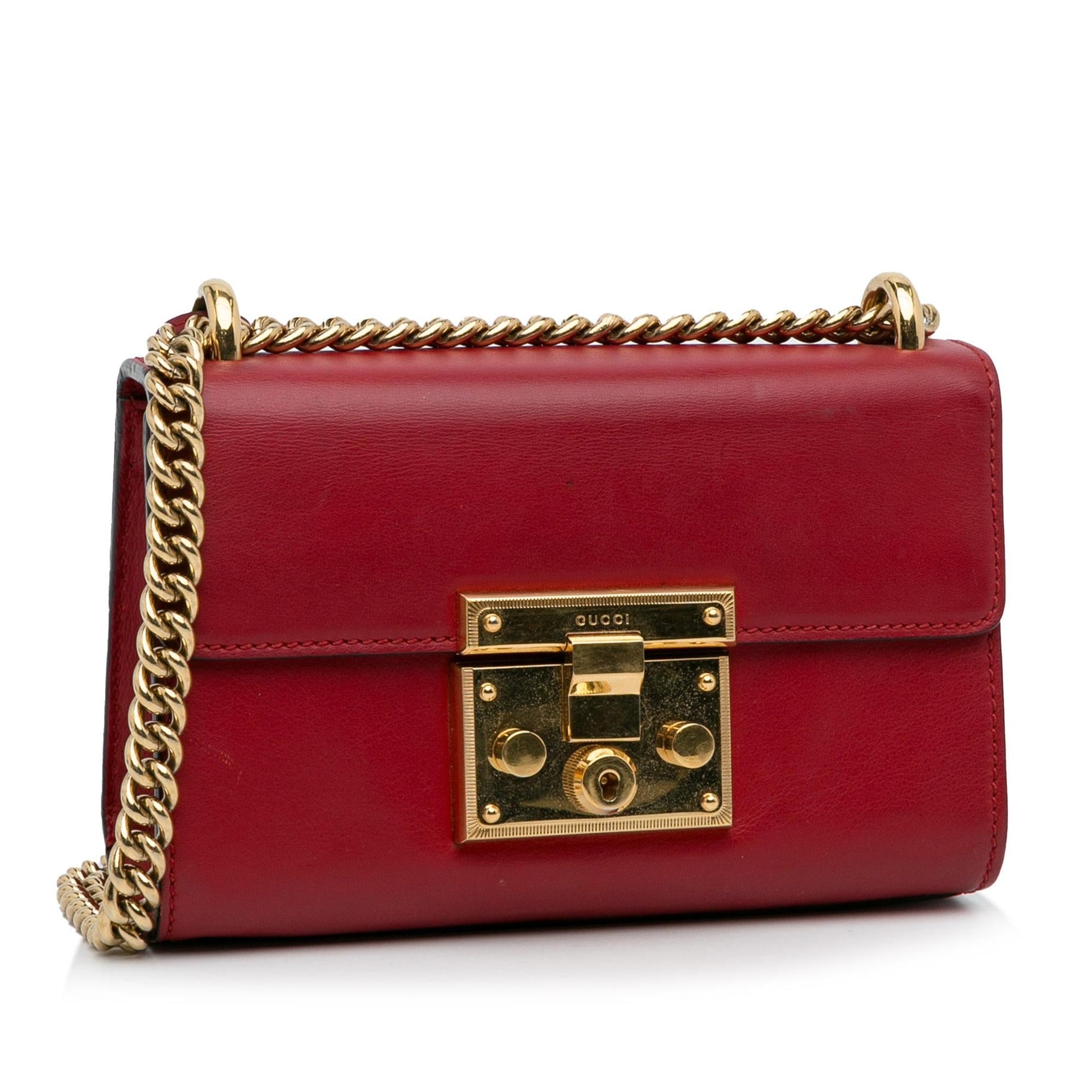 Gucci Padlock SHG-nADRjh Leather Calf Red Crossbody Bag