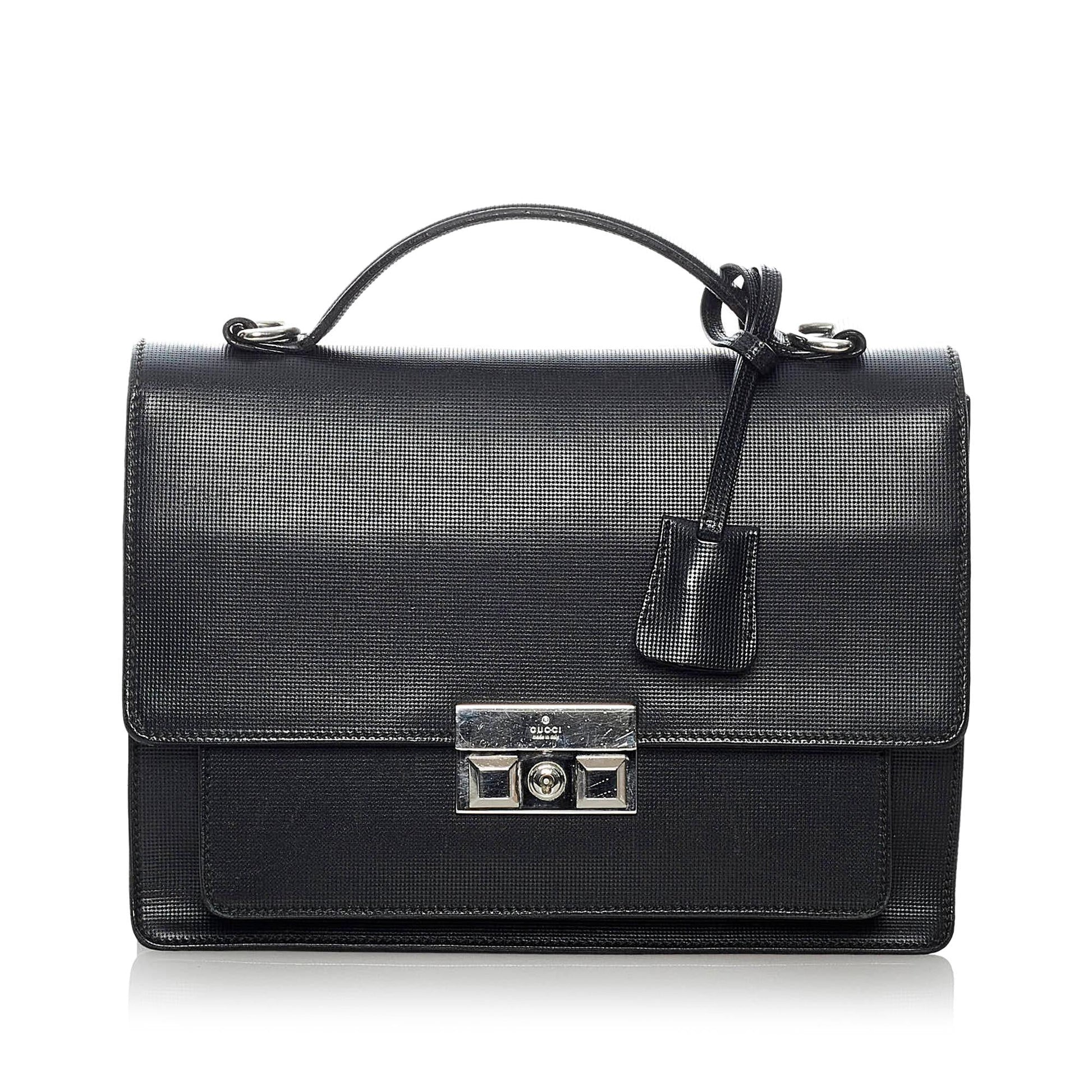 Gucci Padlock SHG Leather Calf Black Satchel Bag